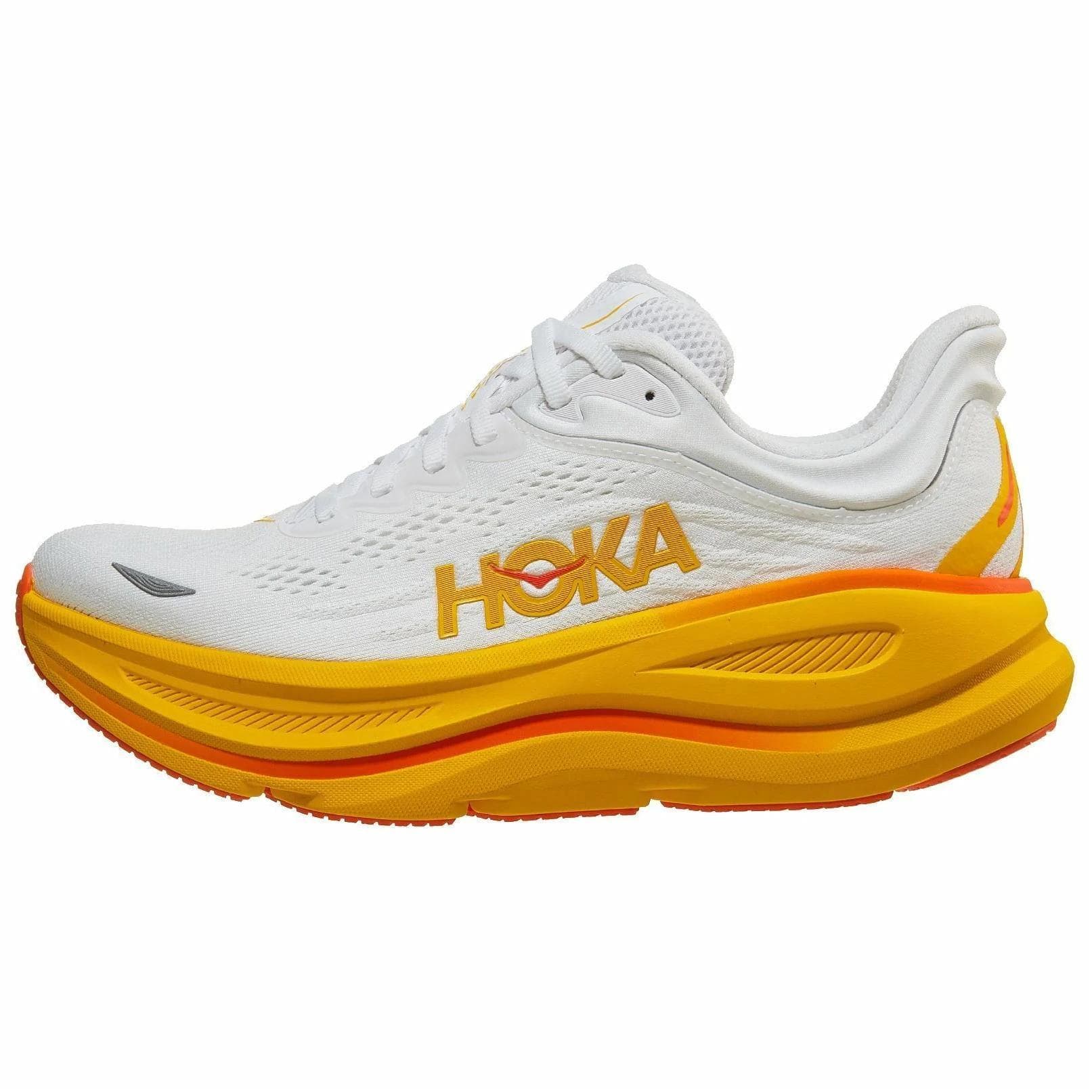HOKA ONE ONE Bondi 9 Anti Slip Wear Resistant Low Top Running Shoes Women's White Orange