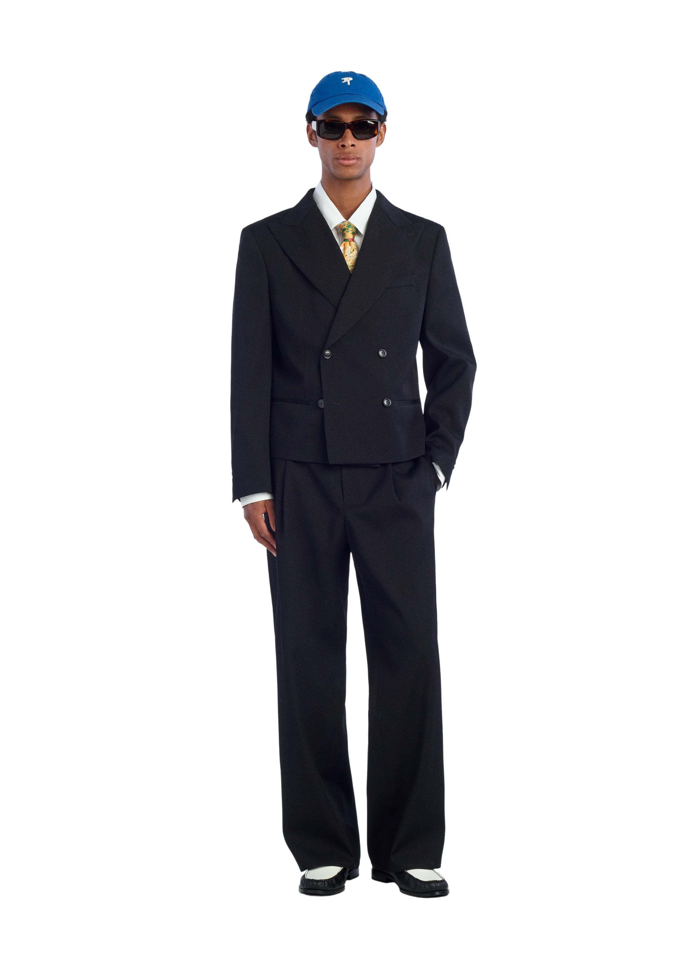 100% WOOL STRAIGHT-LEG SUIT TROUSERS