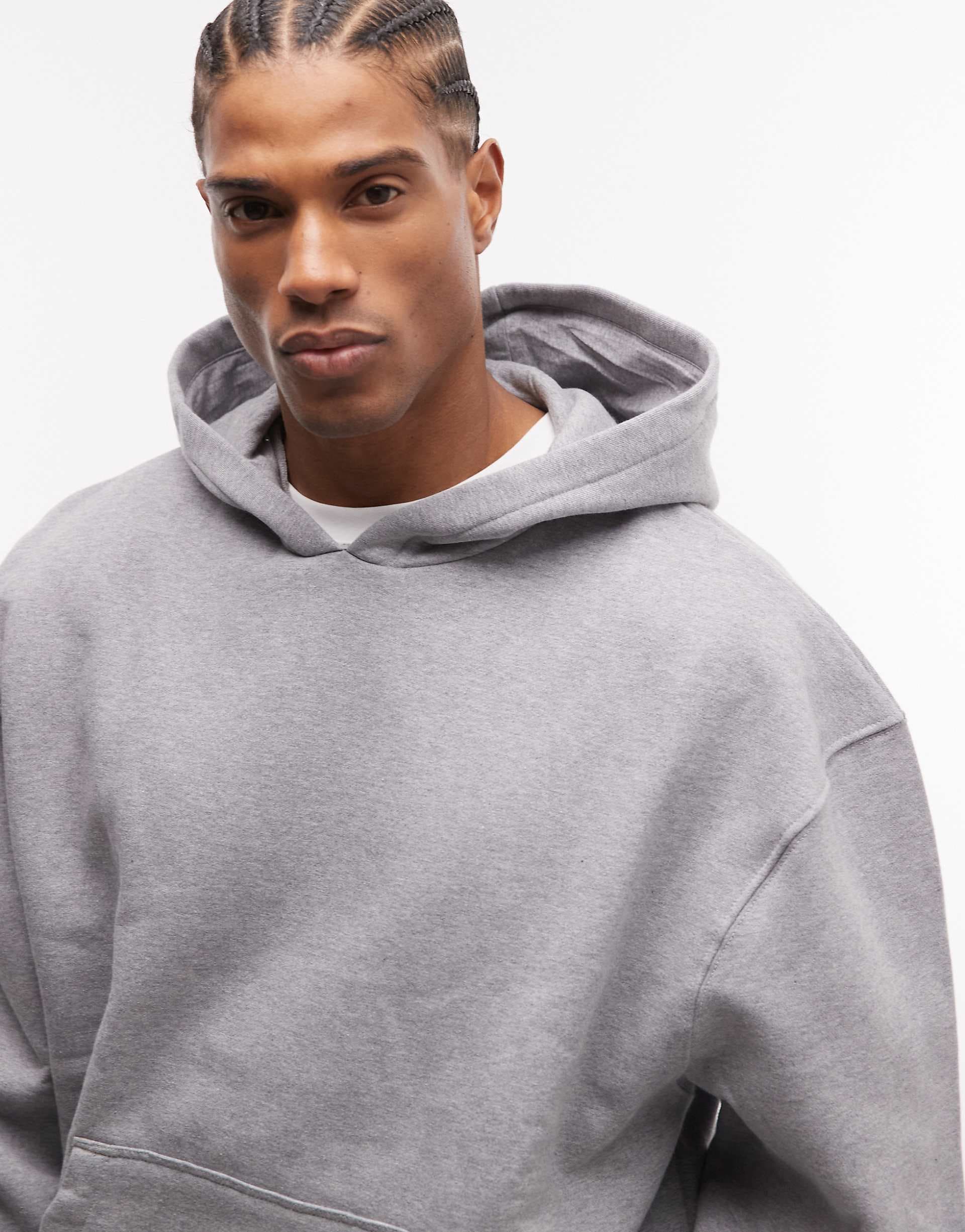 ASOS DESIGN premium heavyweight oversized hoodie in 400gsm heather gray