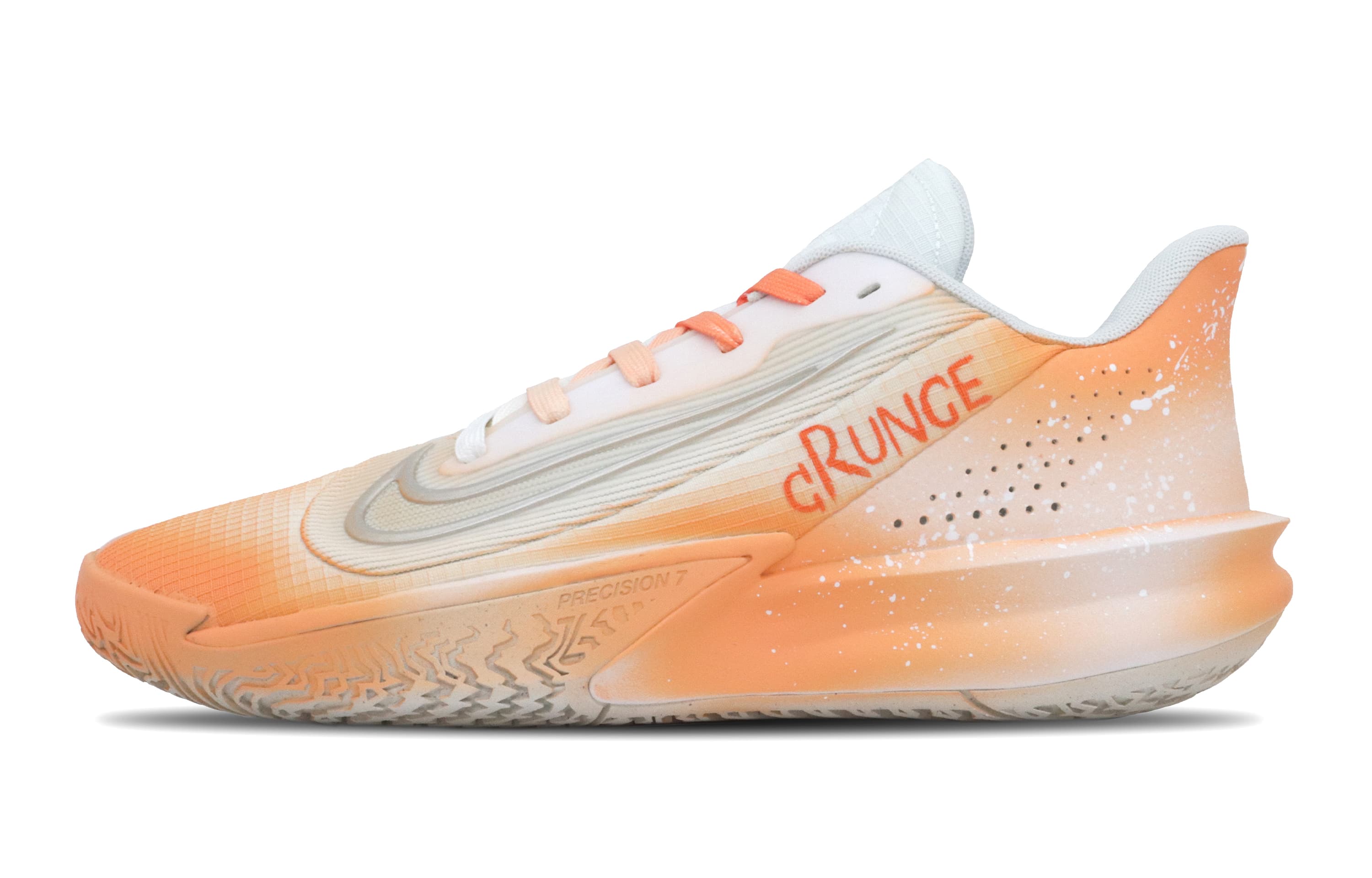Custom Sneakers Nike Precision 7 'Swift Glimpse' Trendy Versatile Gradient Design Performance Cushioned Slip-Resistant Wear-Resistant Low-Top Basketball Shoes Men's Bright Orange White