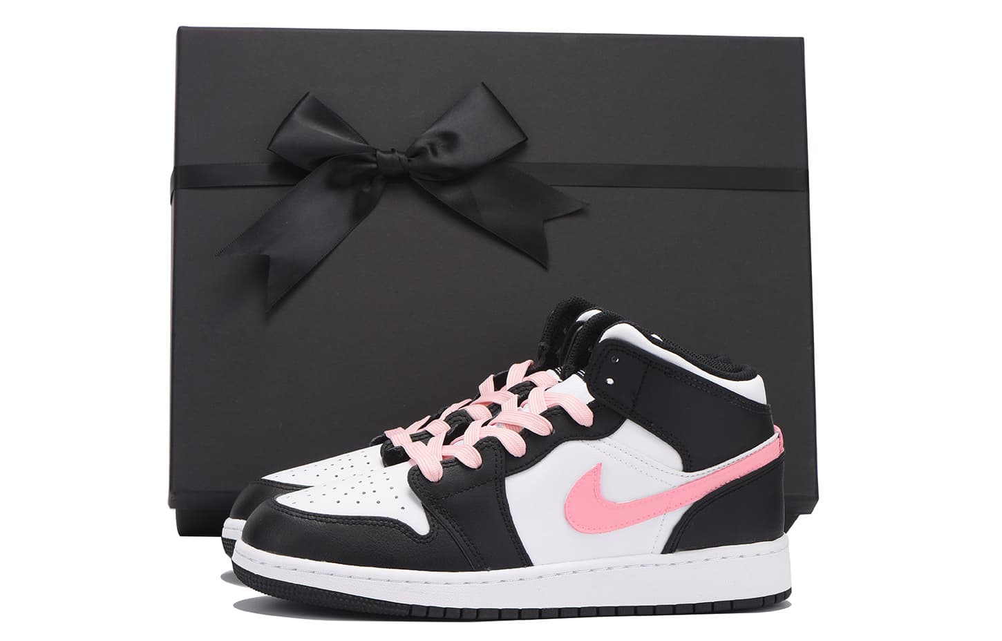 Jordan Air Jordan 1 Anti-Slip Wear-Resistant Low-Top Vintage Basketball Shoes Women's Black Pink
