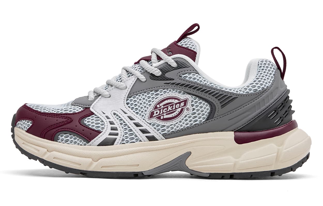 Dickies Synthetic Leather Retro Casual Sport Low-Top Dad Shoes Women's Silver Red