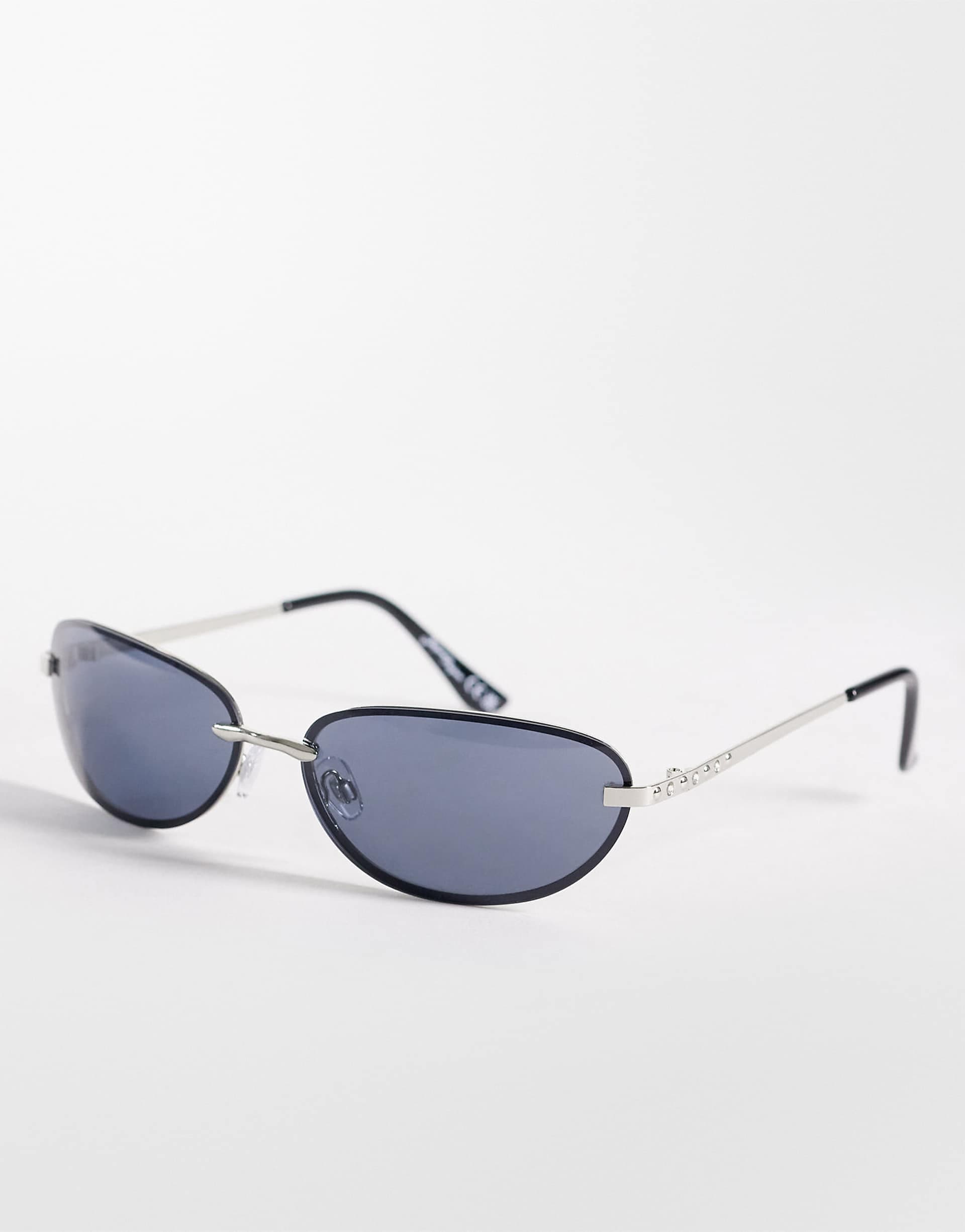 Jeepers Peepers metal wraparound sunglasses in black