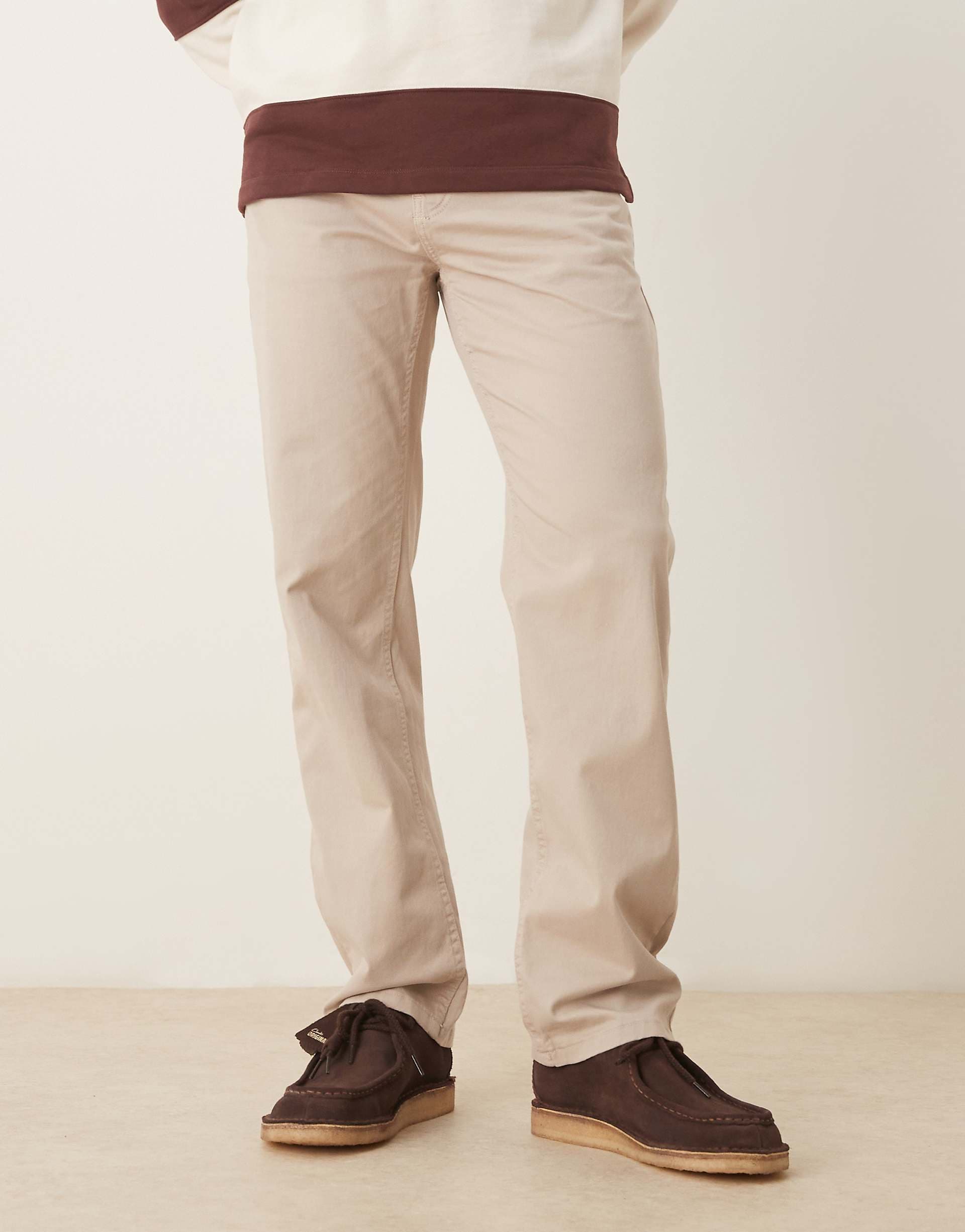 ASOS DESIGN straight fit chinos in stone