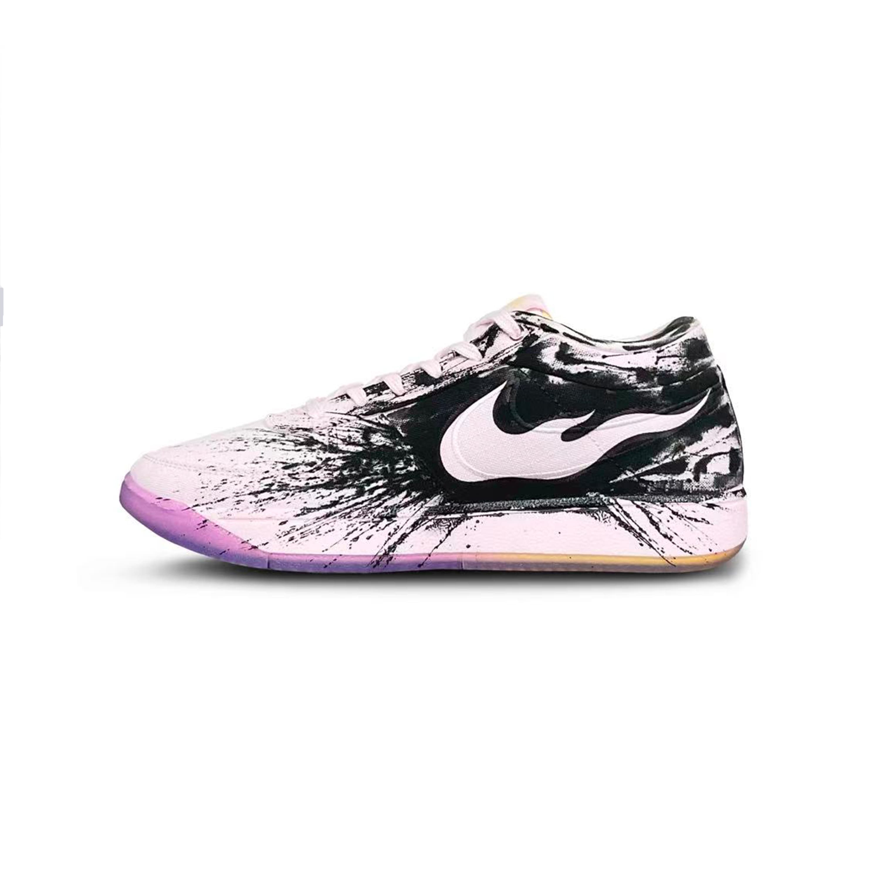 Custom Sneakers Nike Book 1 Tatum Booker Symbiosis Booker's Kiss White Poison Splatter Spray Campus Style Minimalist Retro Classic Texture Gameplay Cushion Wear-Resistant Low-Top Basketball Shoes Men's Black Pink