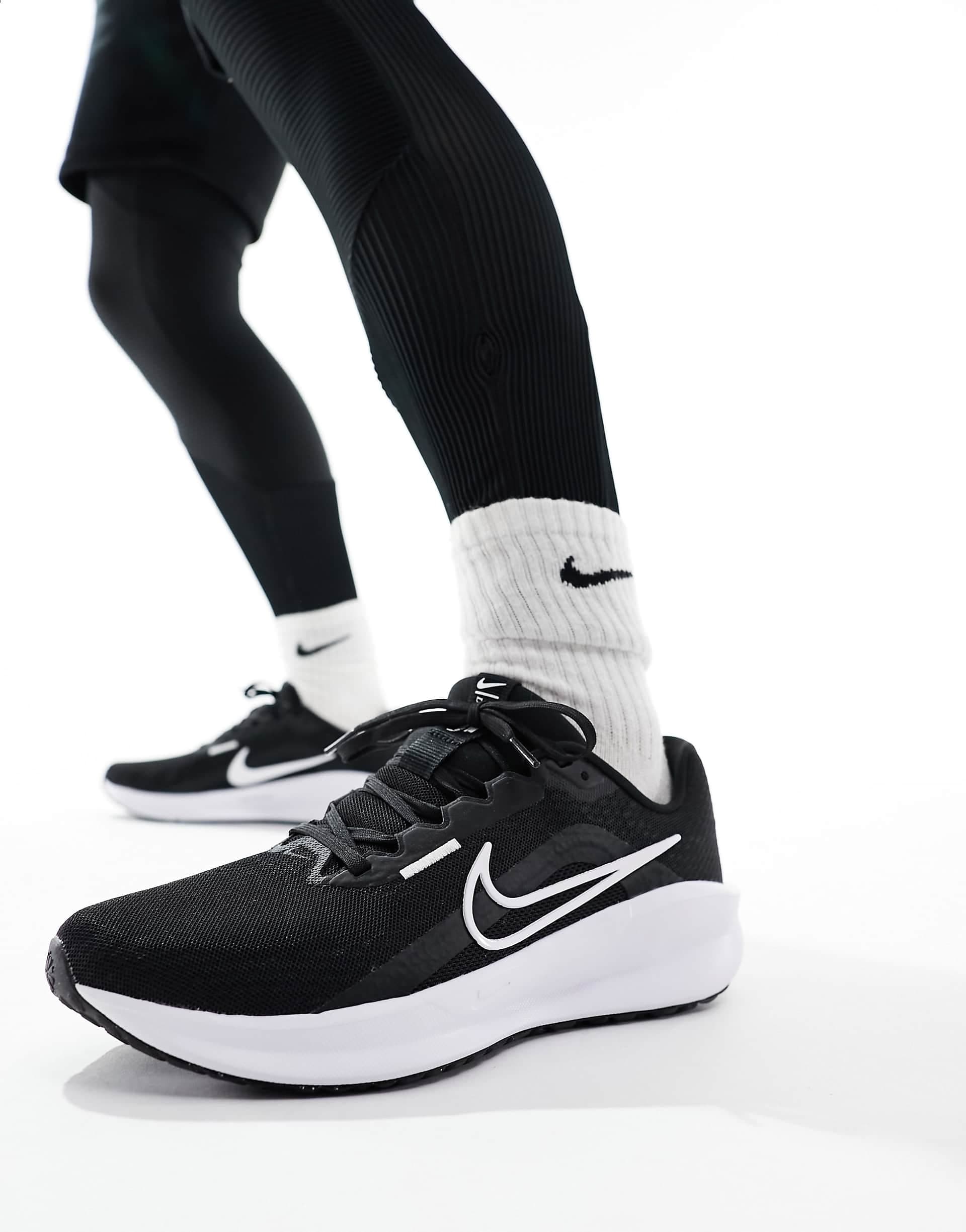 Nike Running Downshifter 13 sneakers in black and white