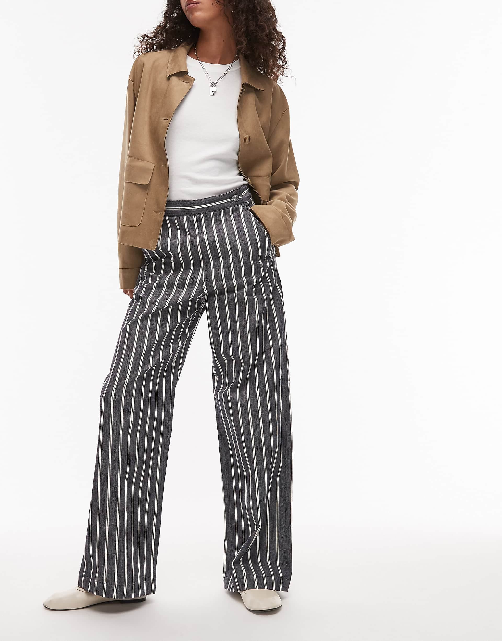 & Other Stories tailored pants in navy and white stripe
