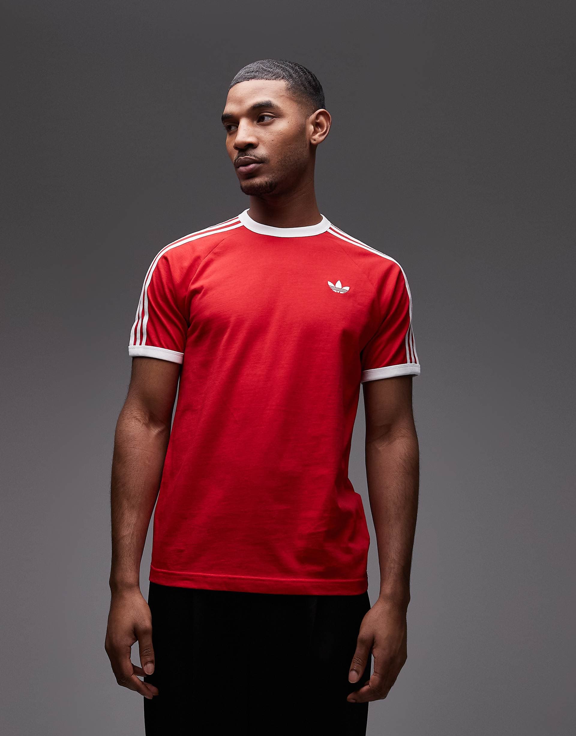 adidas Originals three stripe tee in red