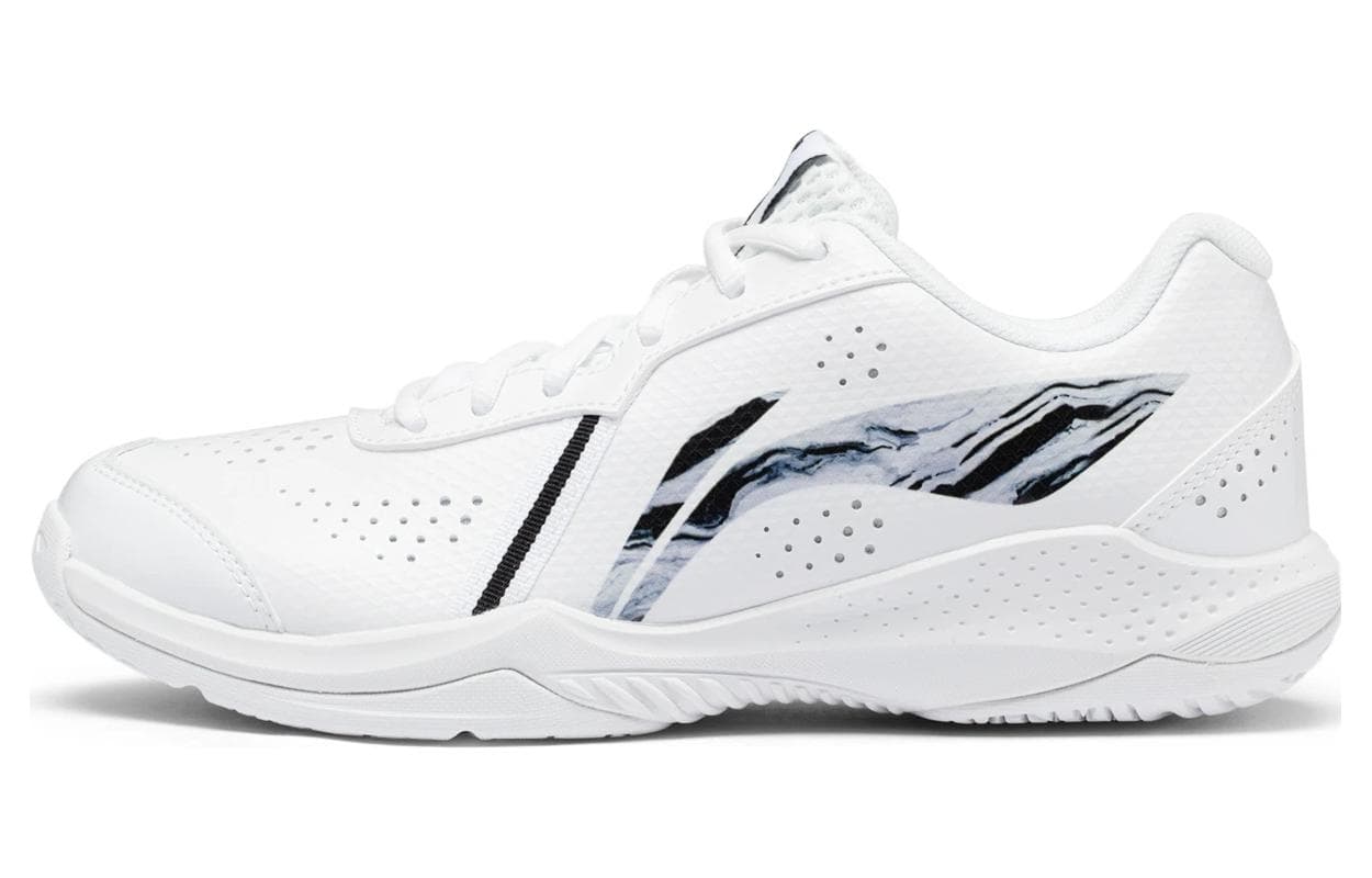 LiNing Anti Slip Wear Resistant Low Top Badminton Shoes Unisex White