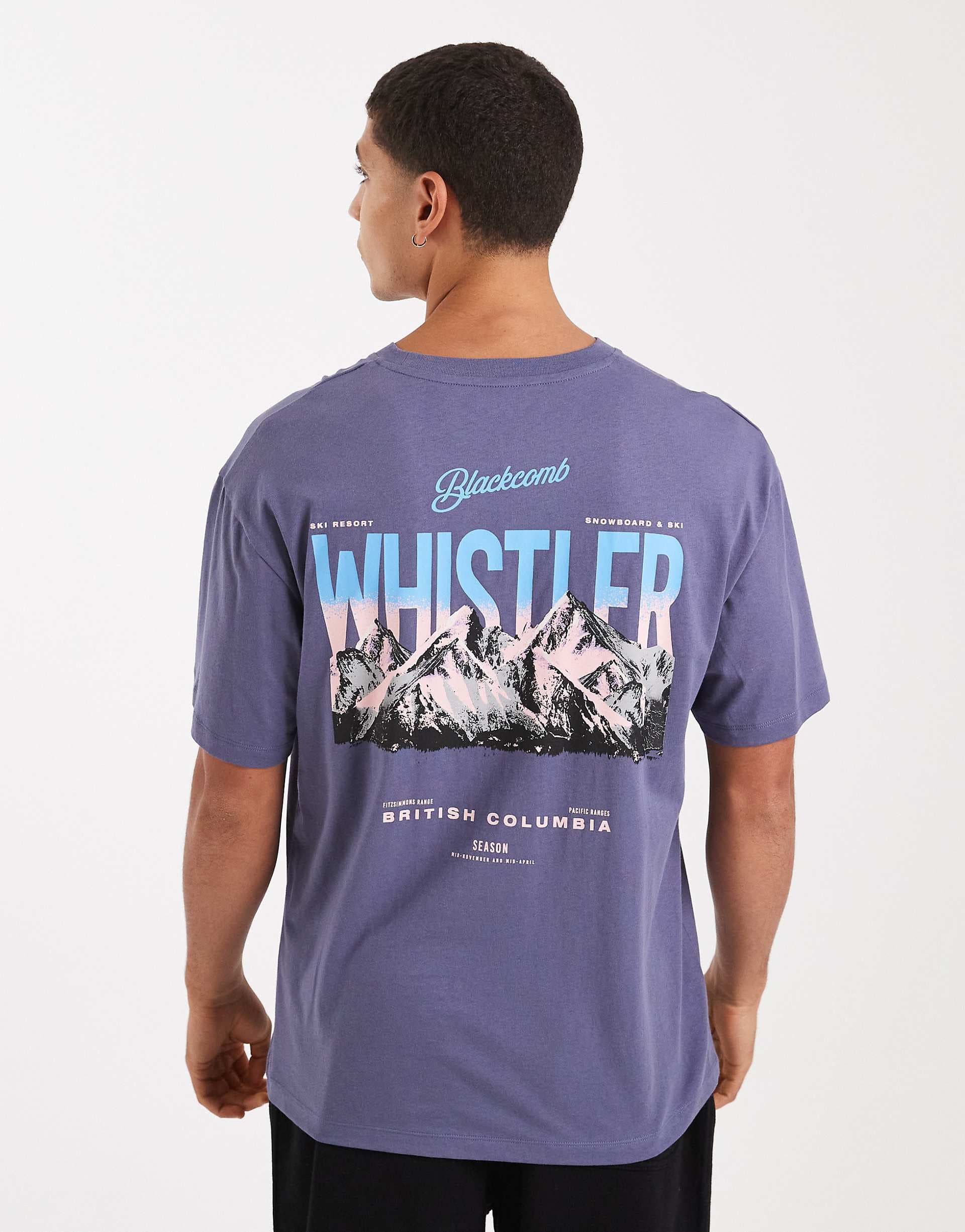 Jack & Jones T-shirt with mountain back print in purple