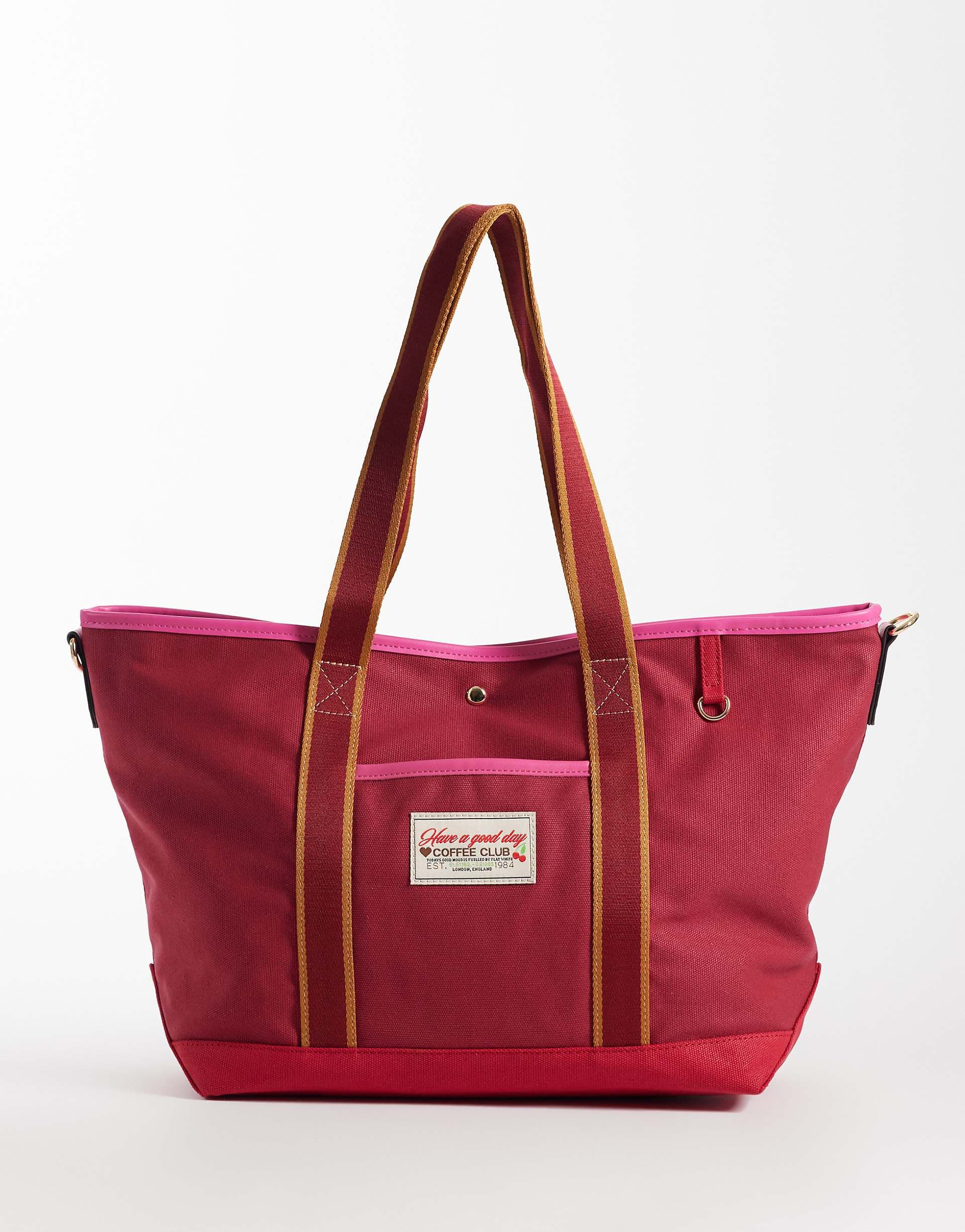 Accessorize canvas shopper tote bag in pink