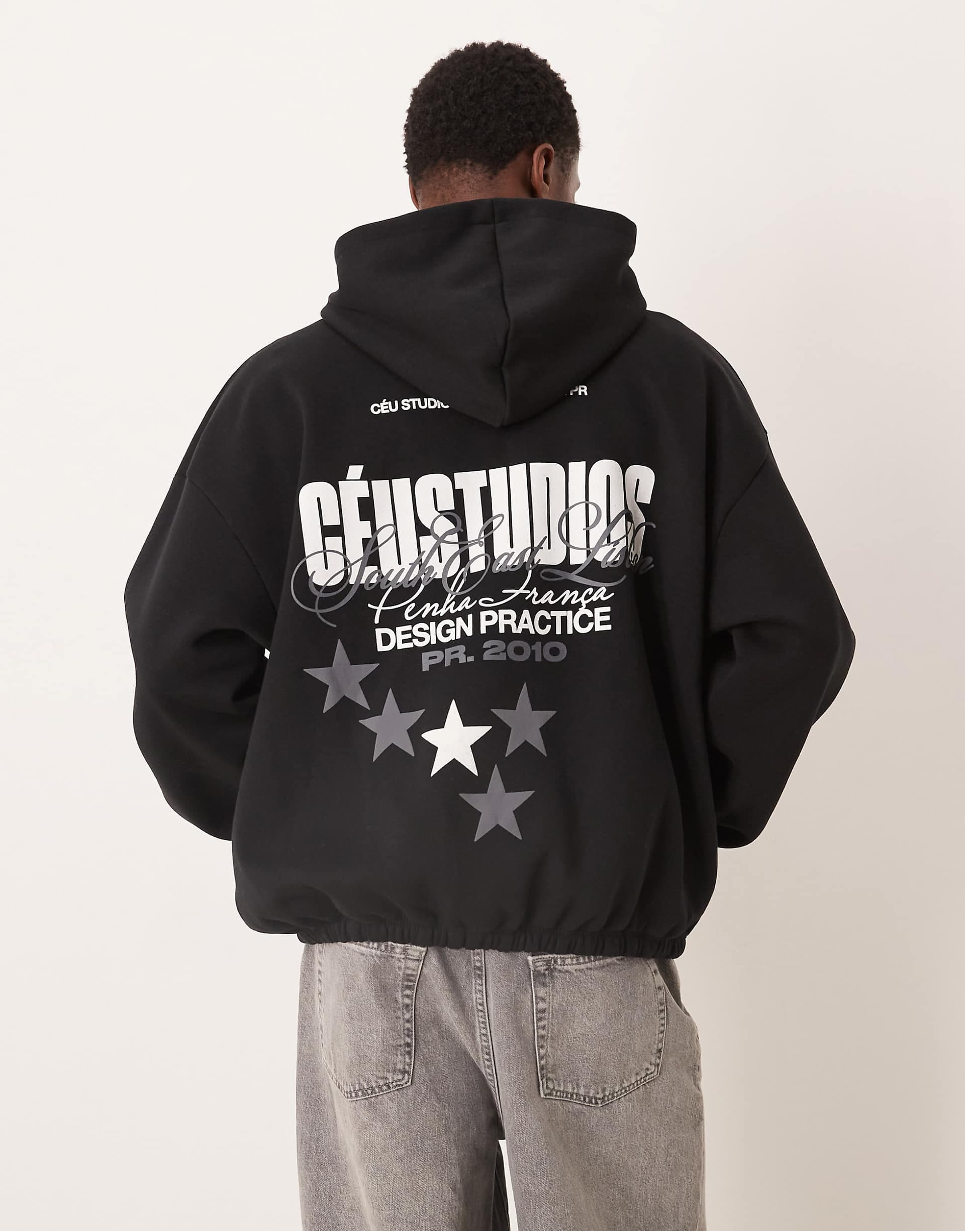 ASOS DESIGN extreme oversized hoodie with front and back text print in black