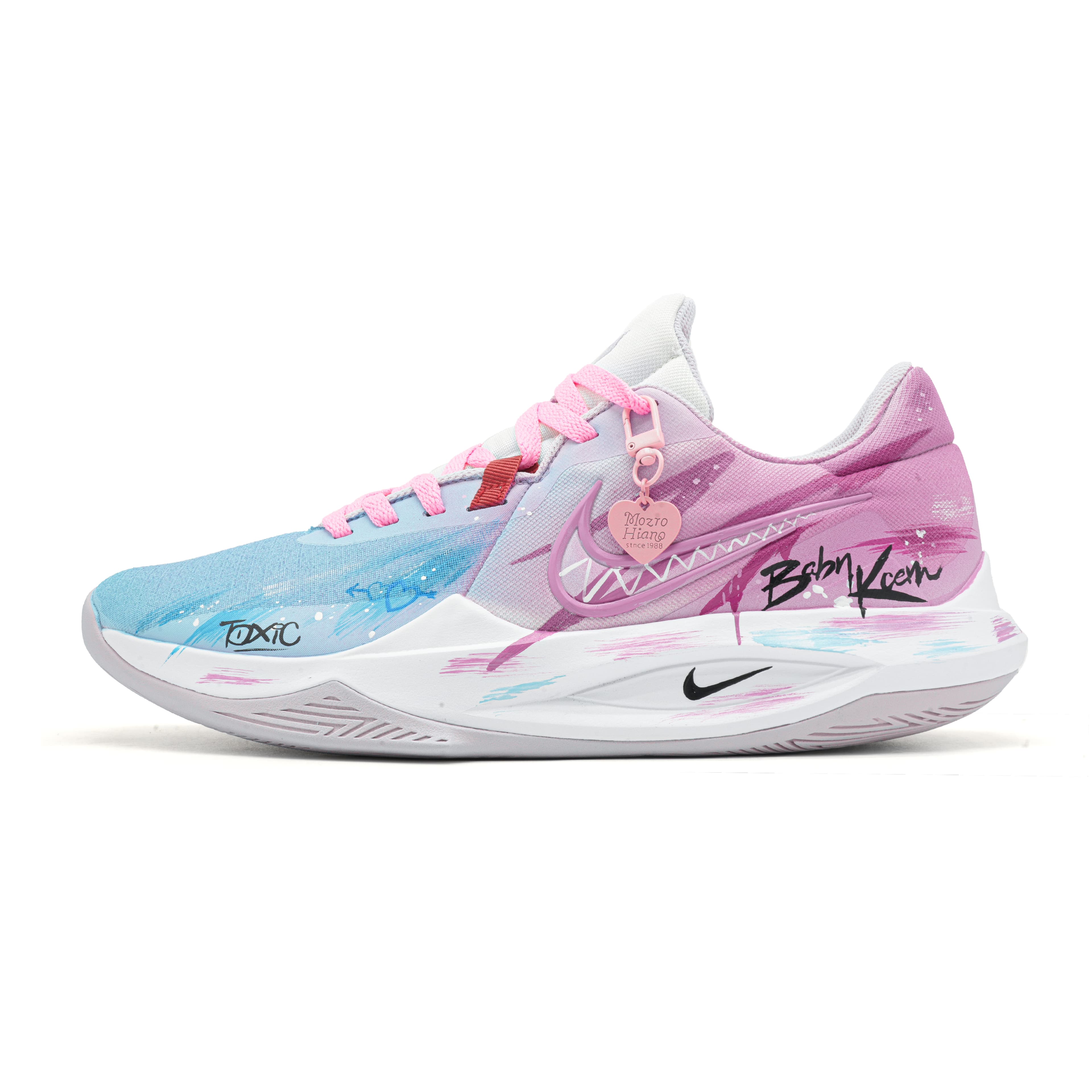 Custom Nike Precision 6 'Neon Rhapsody' Low-Top Basketball Shoes Men's Blue Pink Gradient