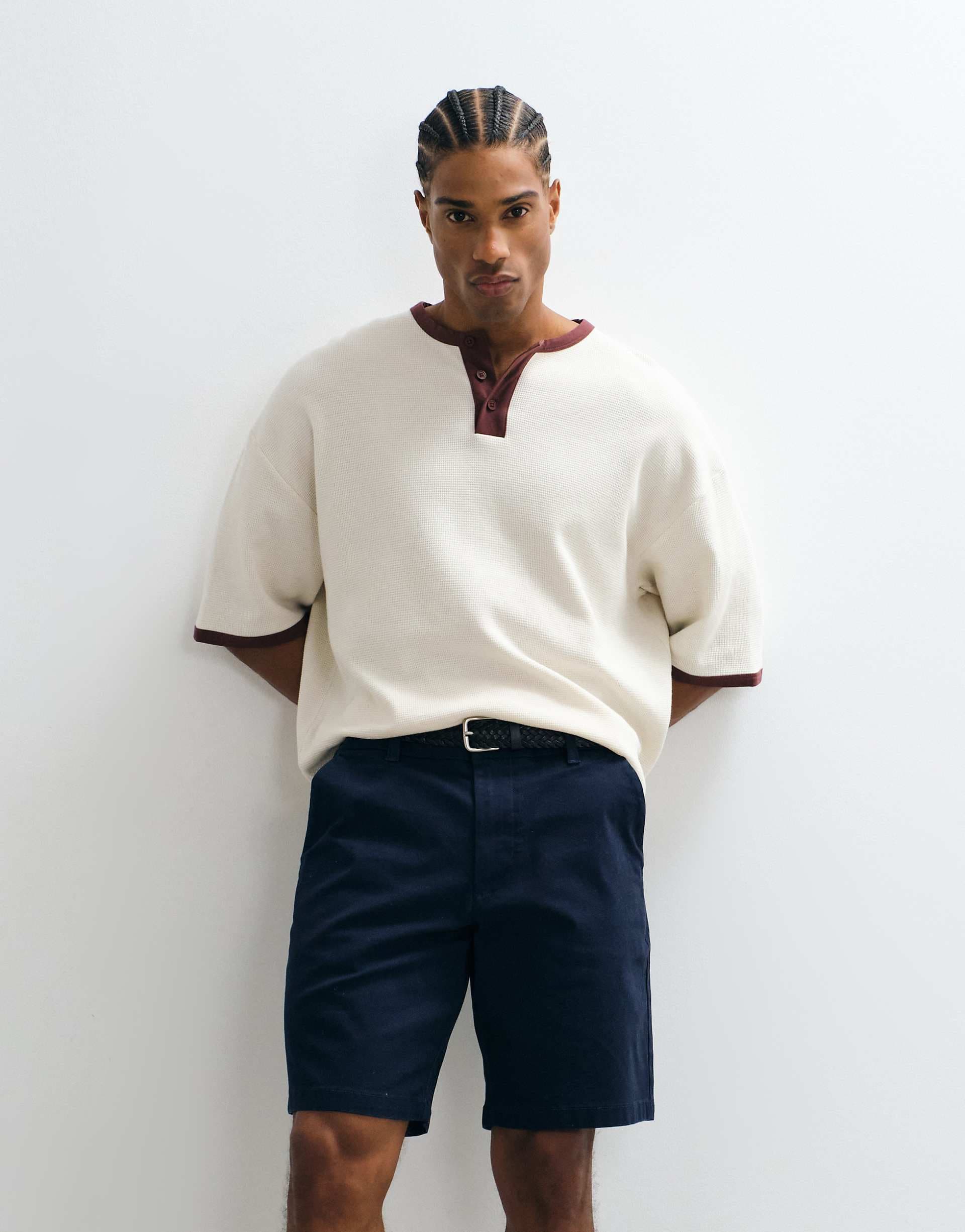 ASOS DESIGN slim fit chino shorts in navy