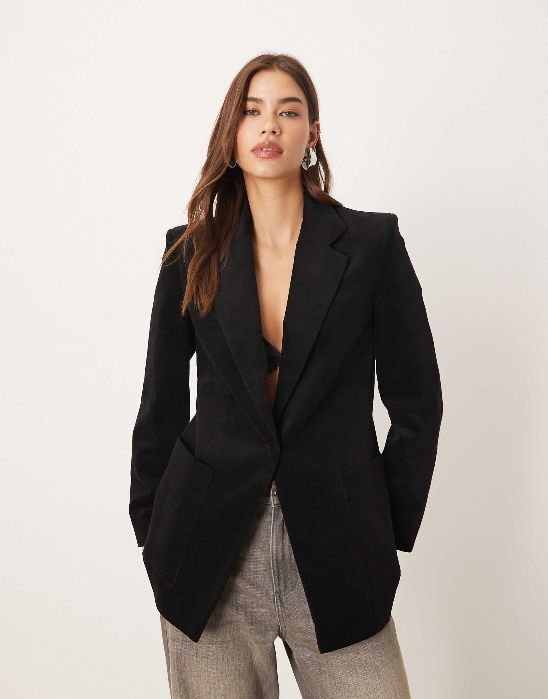 Mango tailored blazer in black
