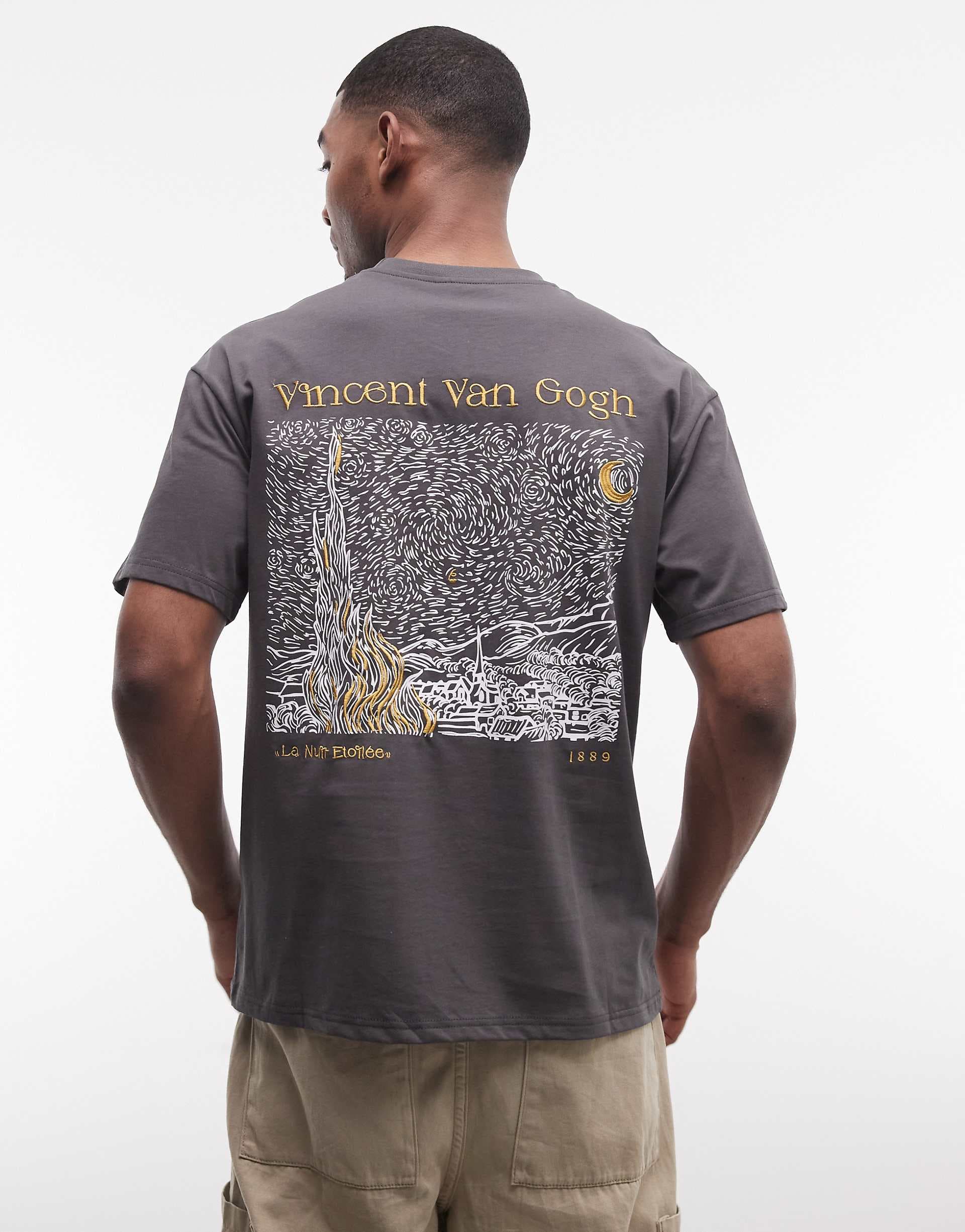 Sixth June The Starry Night printed t-shirt in washed black