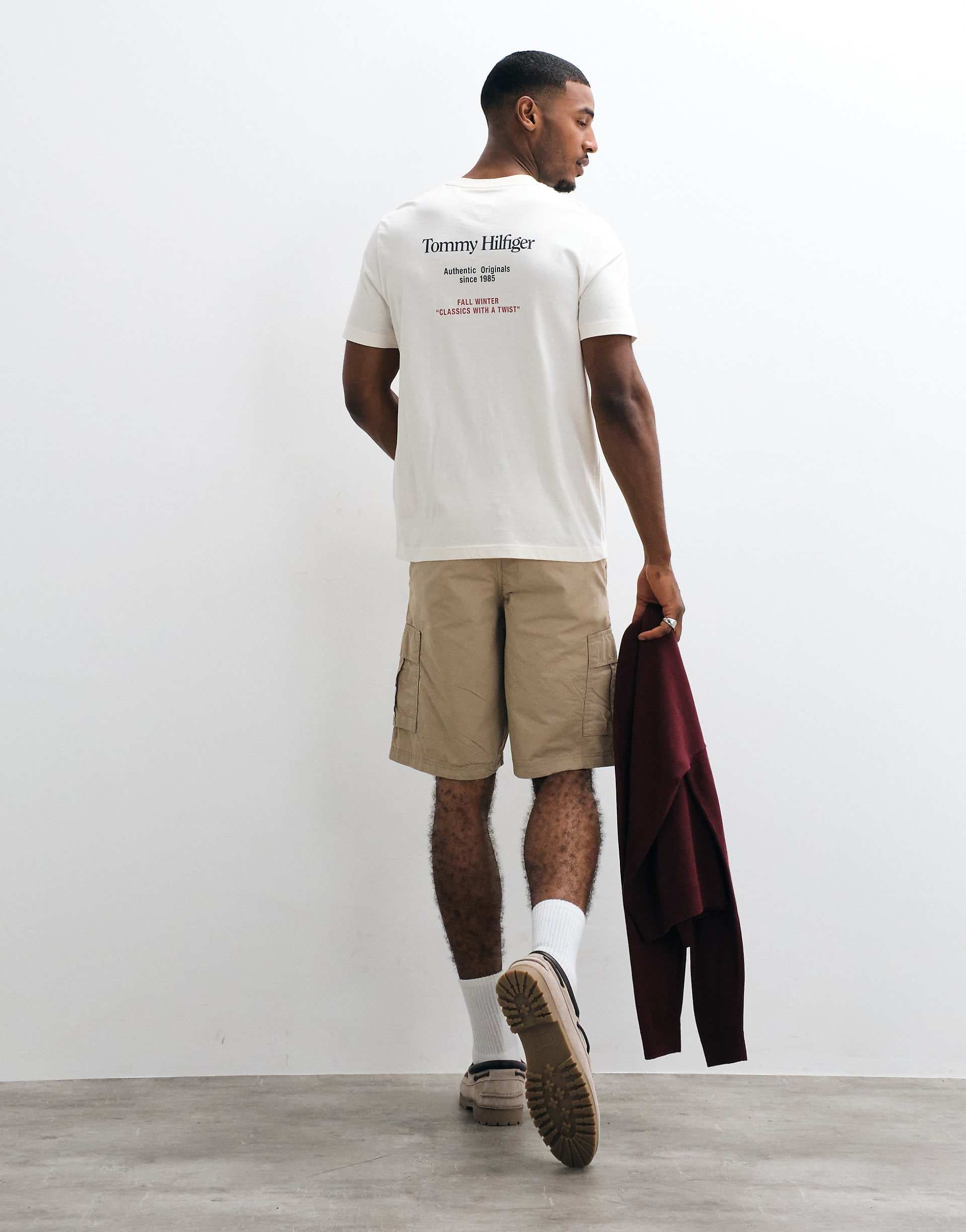 Tommy Hilfiger boxy fit logo T-shirt in cream