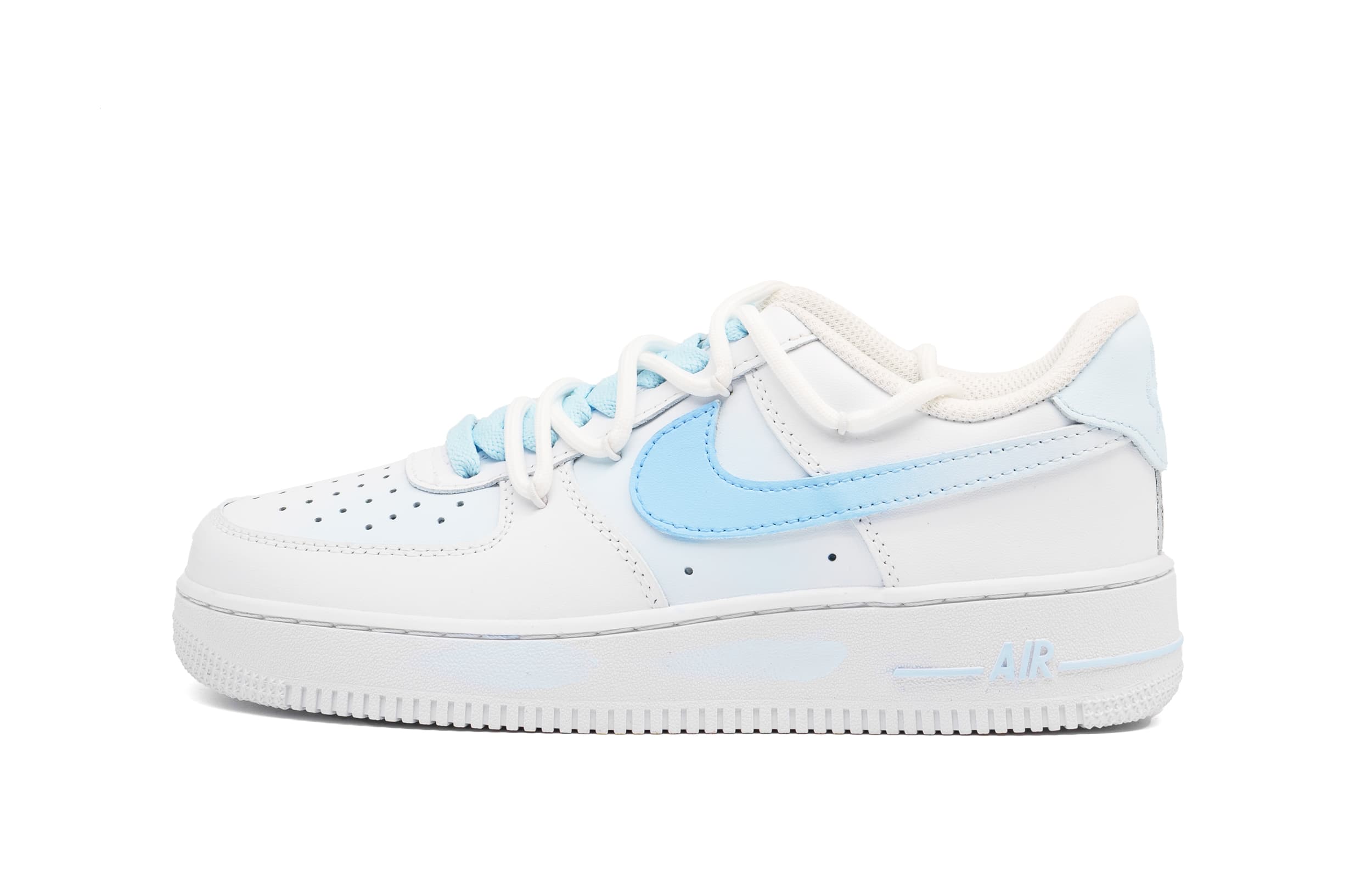 Custom Sneakers Nike Air Force 1 Refreshing Fashion Simple Versatile Shock-Absorbent Wear-Resistant Low-Top Sneakers Unisex White Blue