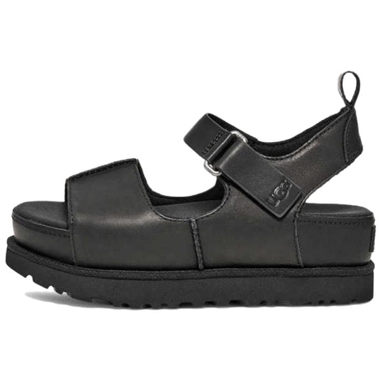 UGG Goldenstar Hi Cow Leather 'Golden Star' Simple Elegant Thong Sandals Women's Black