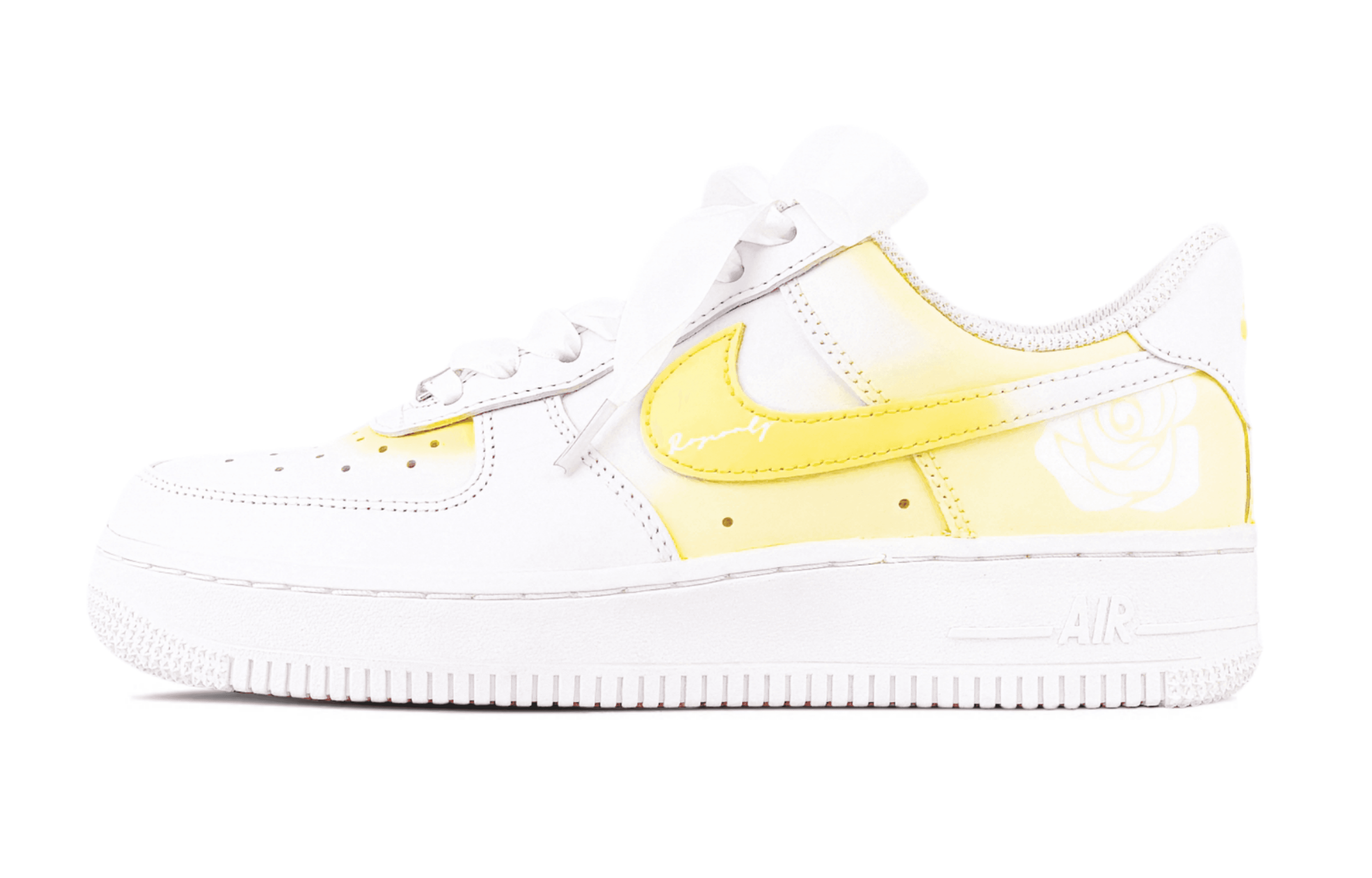 Nike Air Force 1 Anti-Slip And Wear-Resistant Lightweight Low-Top Skateboard Shoes Women's Yellow White