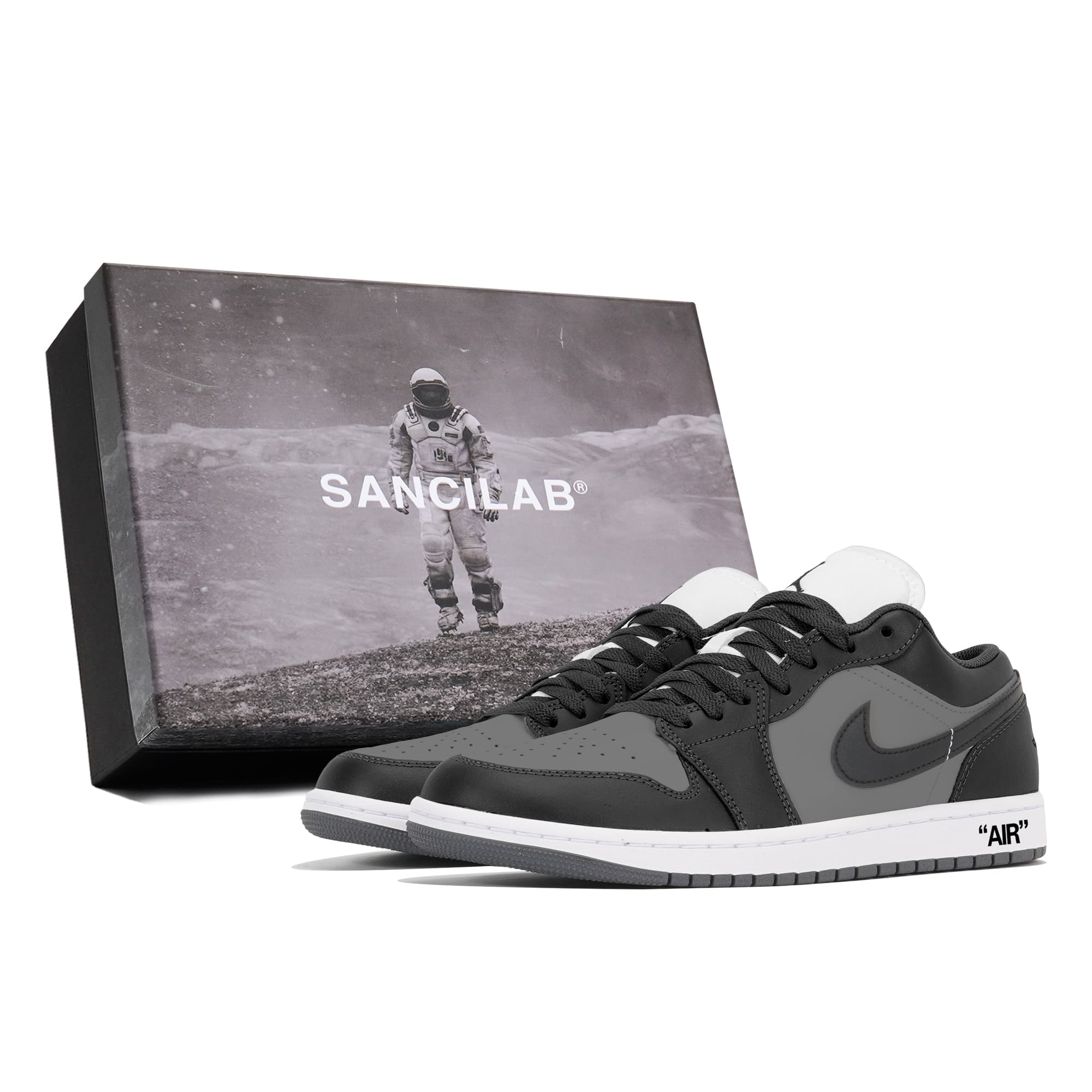 Jordan Air Jordan 1 Cushioning Anti-Slip And Wear-Resistant Low-Top Vintage Basketball Shoes Unisex Gray