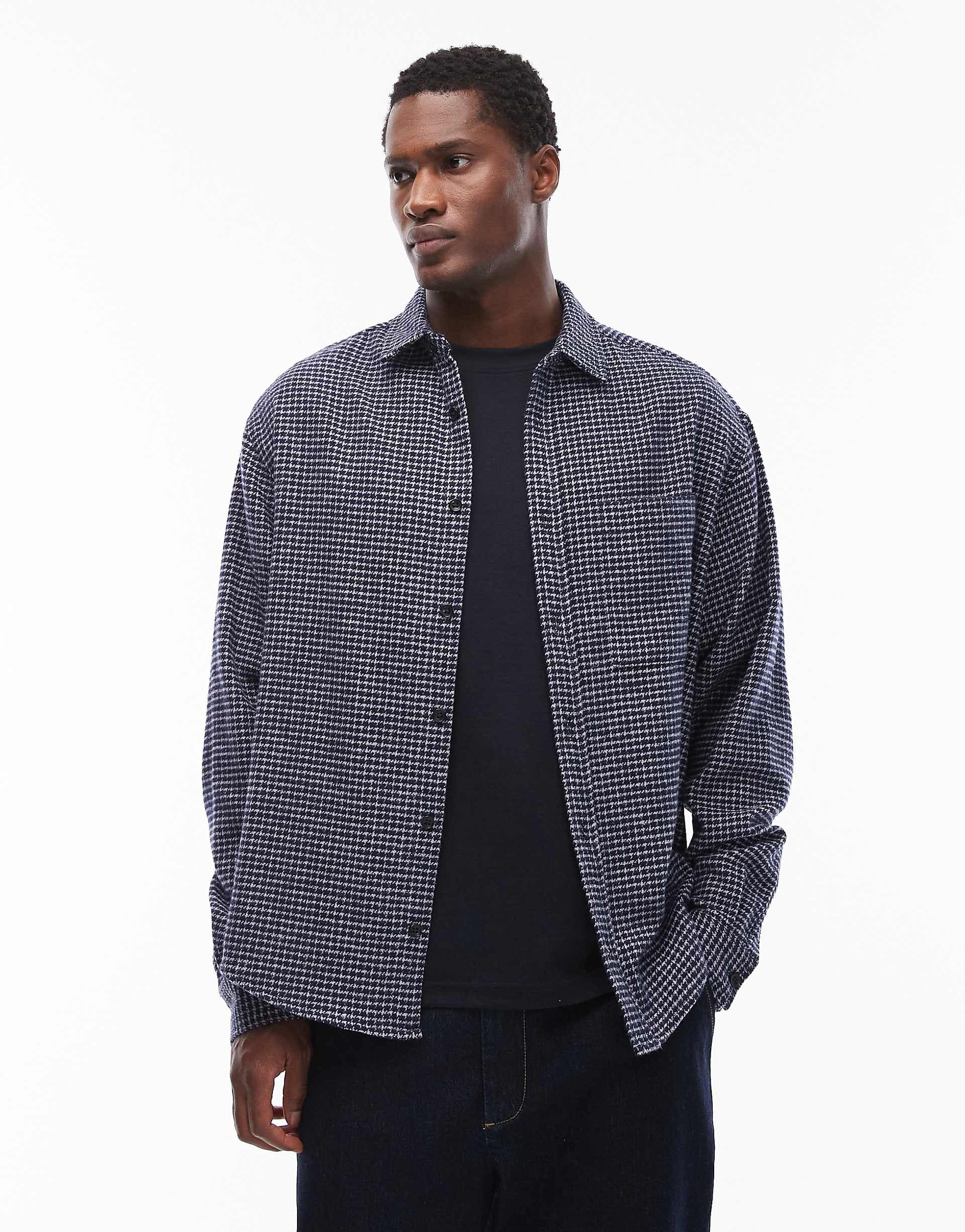 ASOS DESIGN oversized check shirt in blue and white