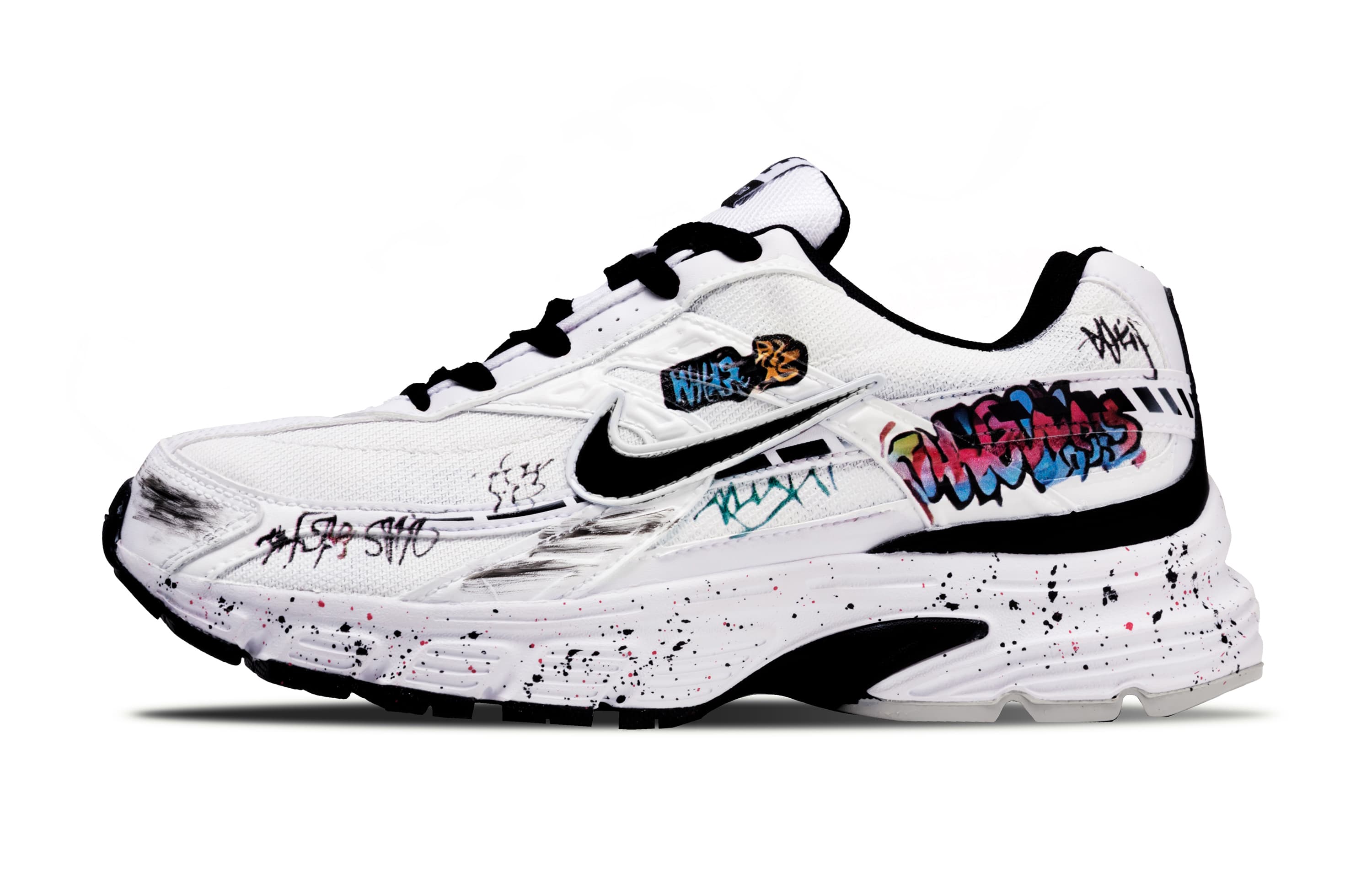 Customized Nike Initiator Casual Simple Splatter Paint Personality Street Low-Top Running Shoes Unisex Black White