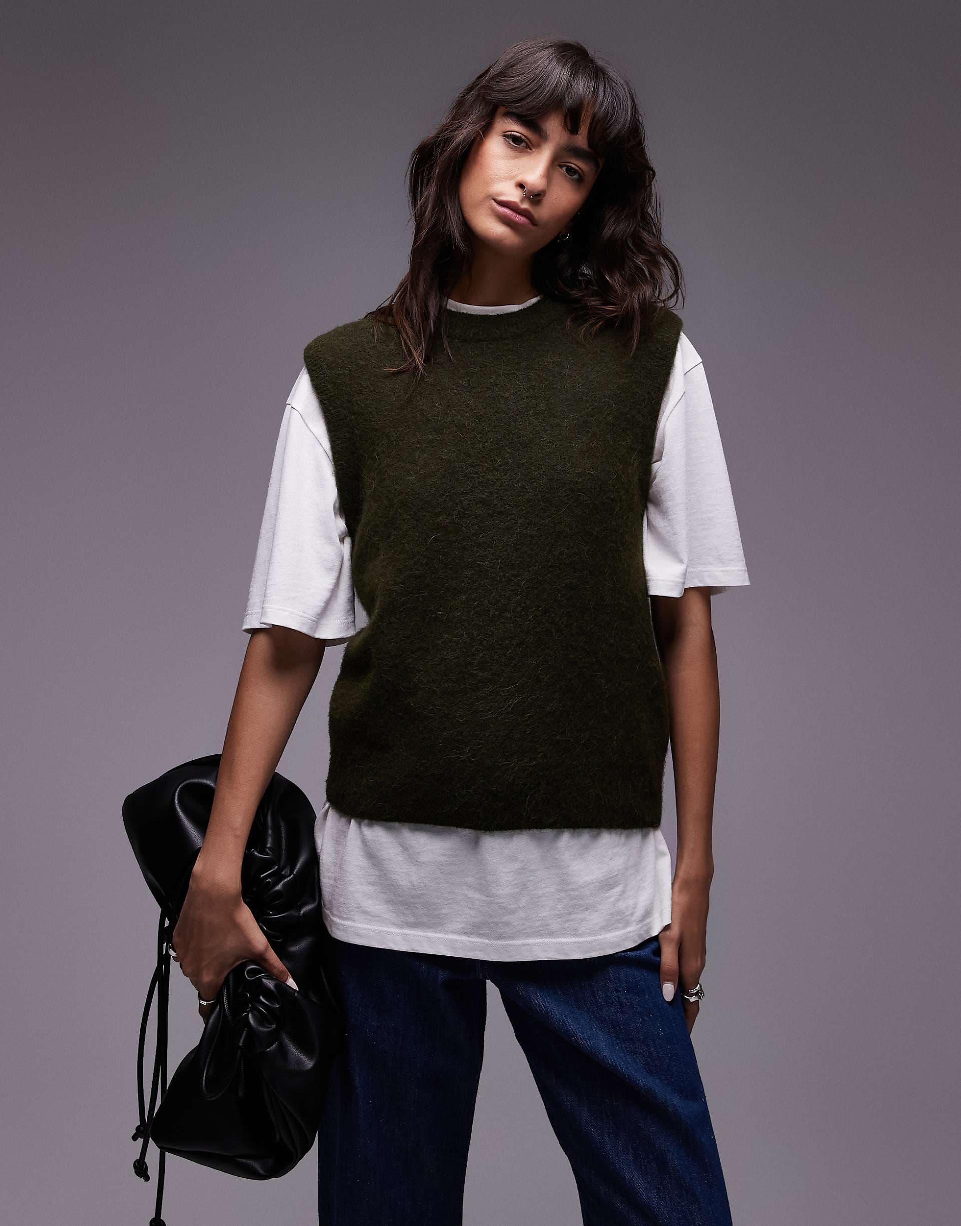 ARKET alpaca blend knitted tank top in green