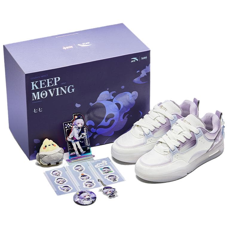 GenShin x Anta Coverage Wear-Resistant Low-Top Skateboard Shoes Women's White Purple