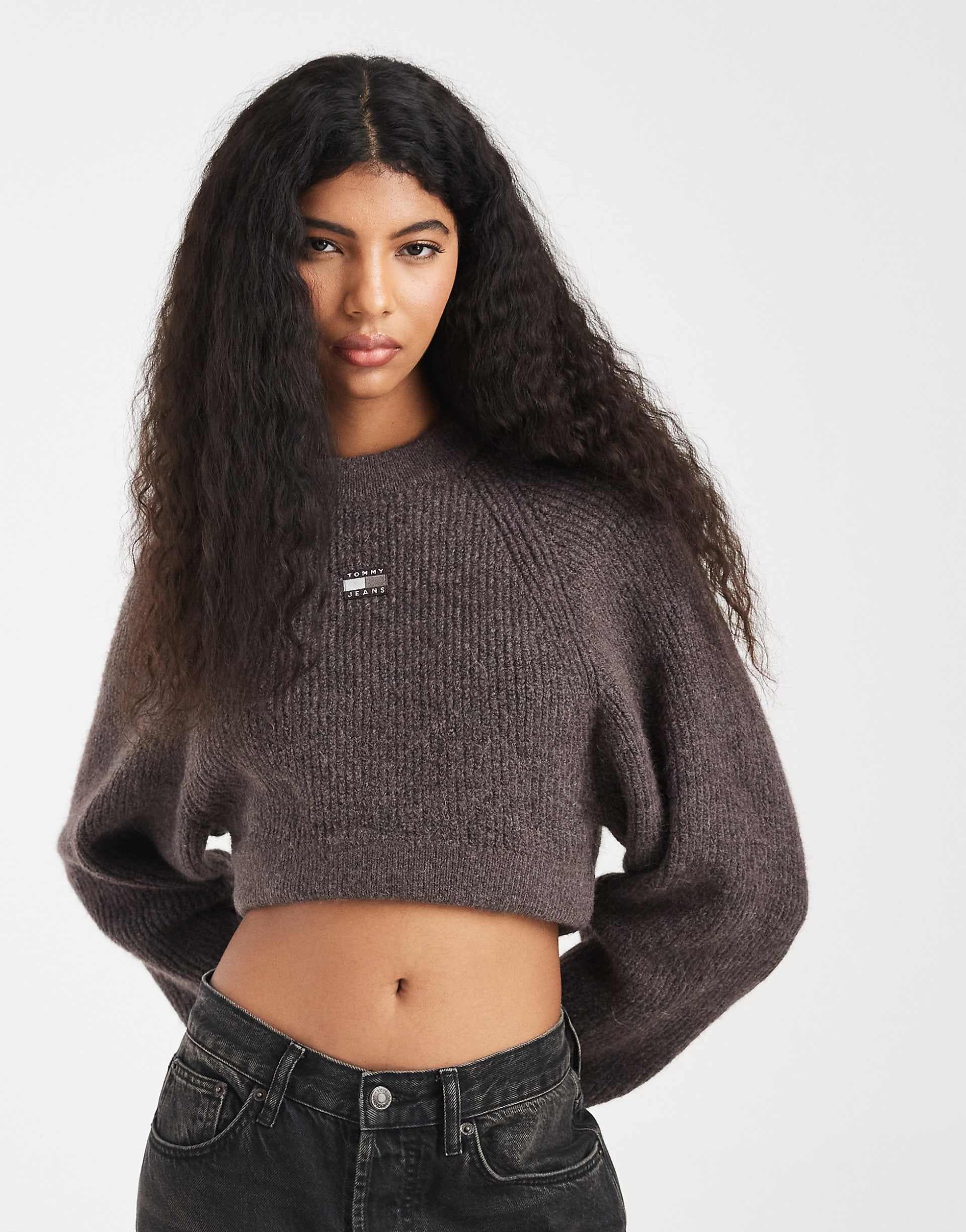 Tommy Jeans alpaca knit sweater in dark brown