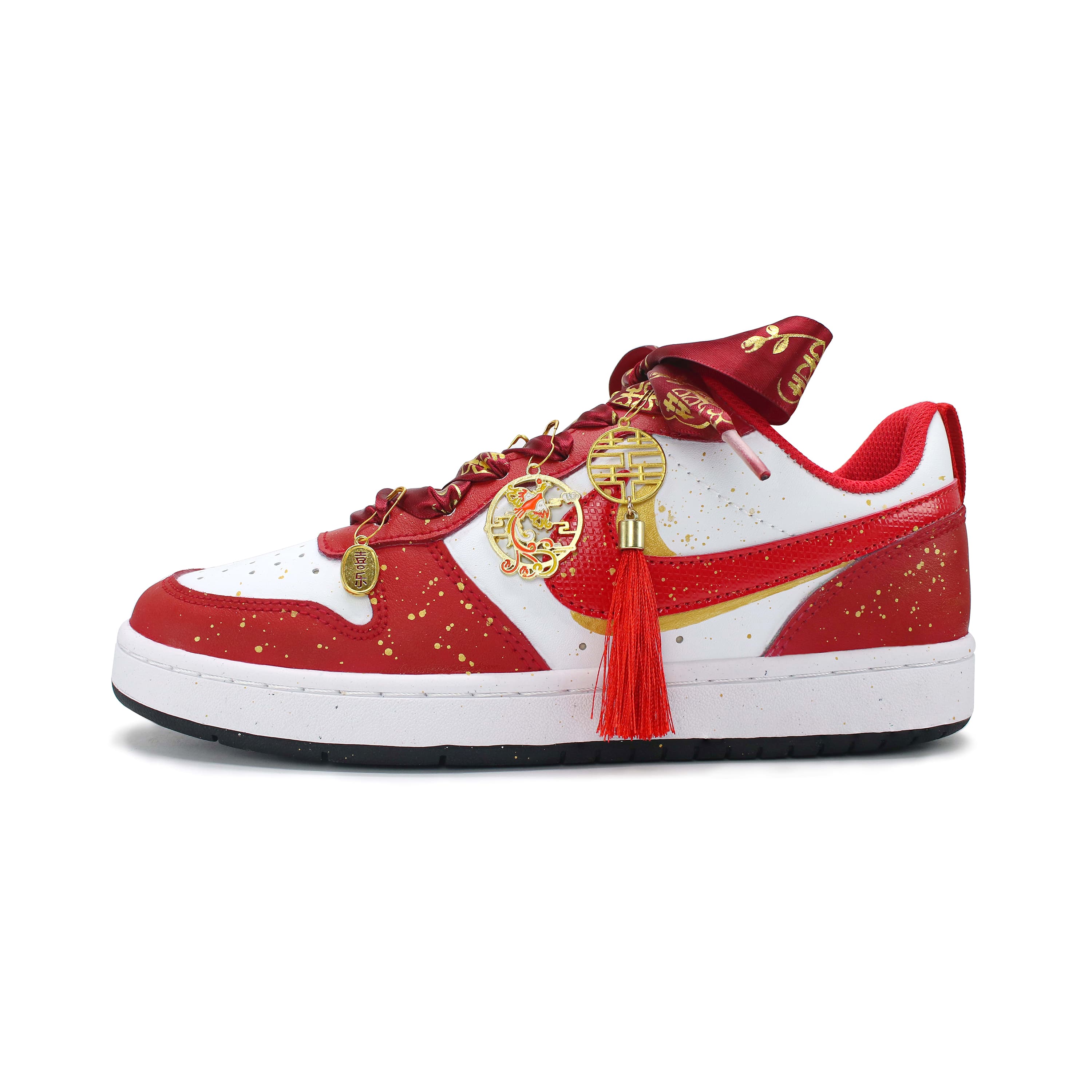 Nike Court Borough Anti Slip And Wear Resistant Breathable Low Top Skateboard Shoes Women's Red White
