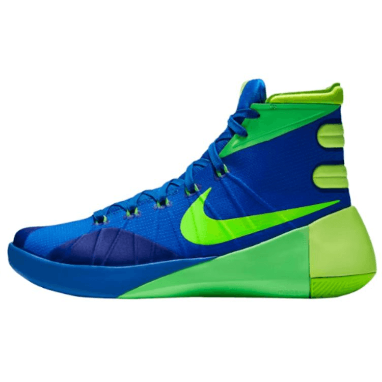 Nike Hyperdunk 2015 Cushioning Slip Resistant High Top Basketball Shoes Unisex Blue Green Asian Version
