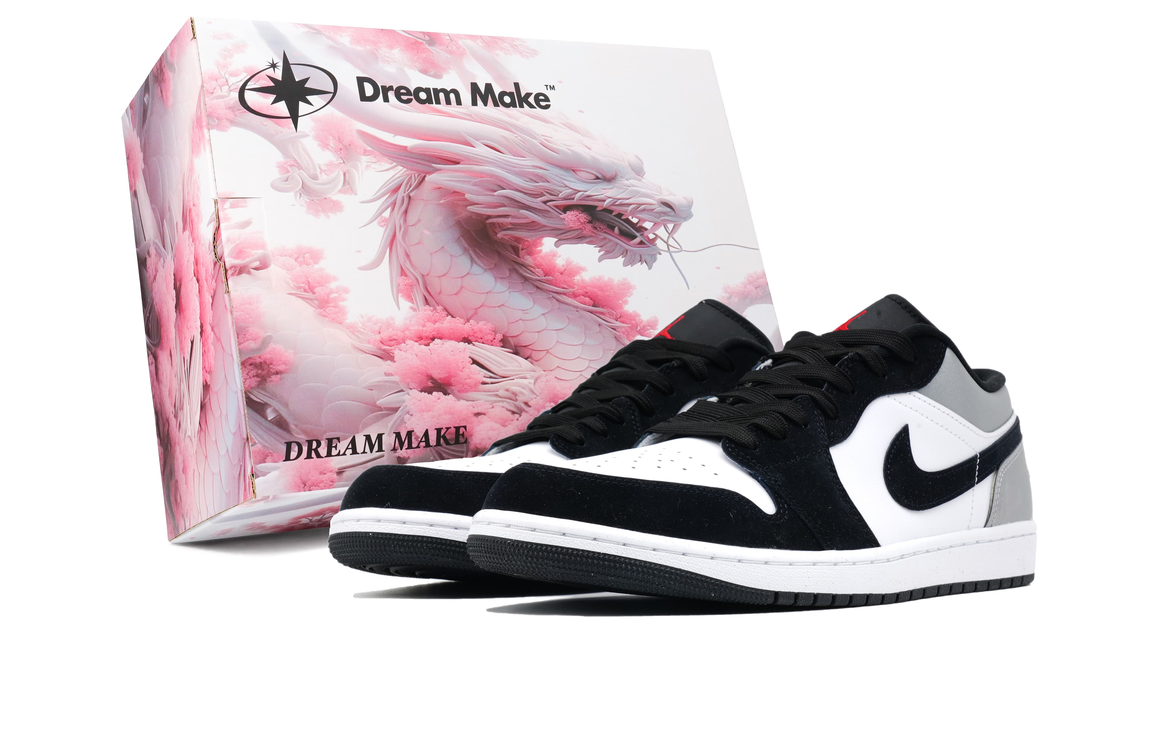 Jordan Air Jordan 1 'Cool Play Koala' 'Moke W-BOX' Custom Sneakers Simple Trendy Versatile Slip-Resistant Wear-Resistant Low-Top Retro Basketball Shoes Men's Black White
