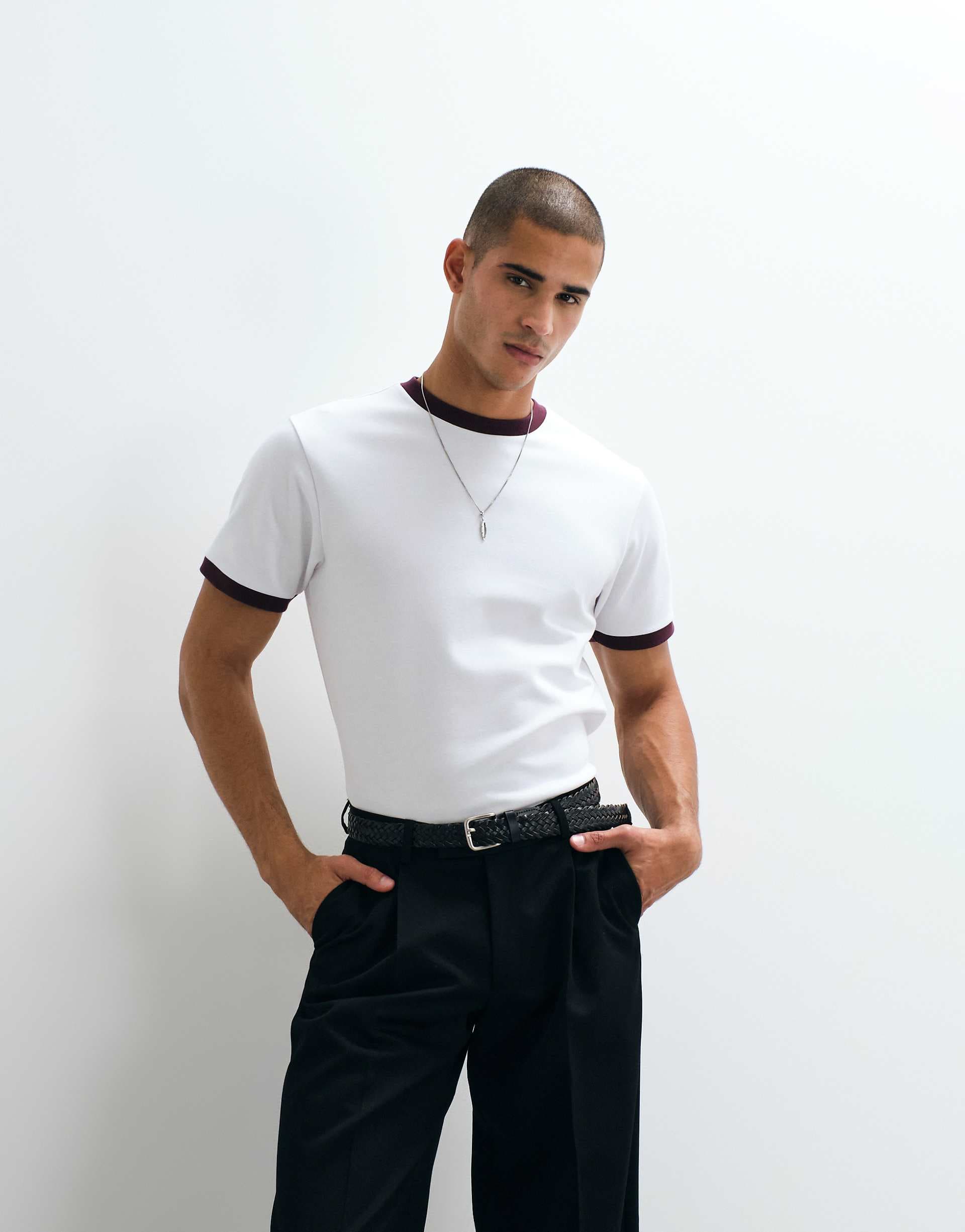 ASOS DESIGN breatheMAX regular fit T-shirt with tonal ringer in white