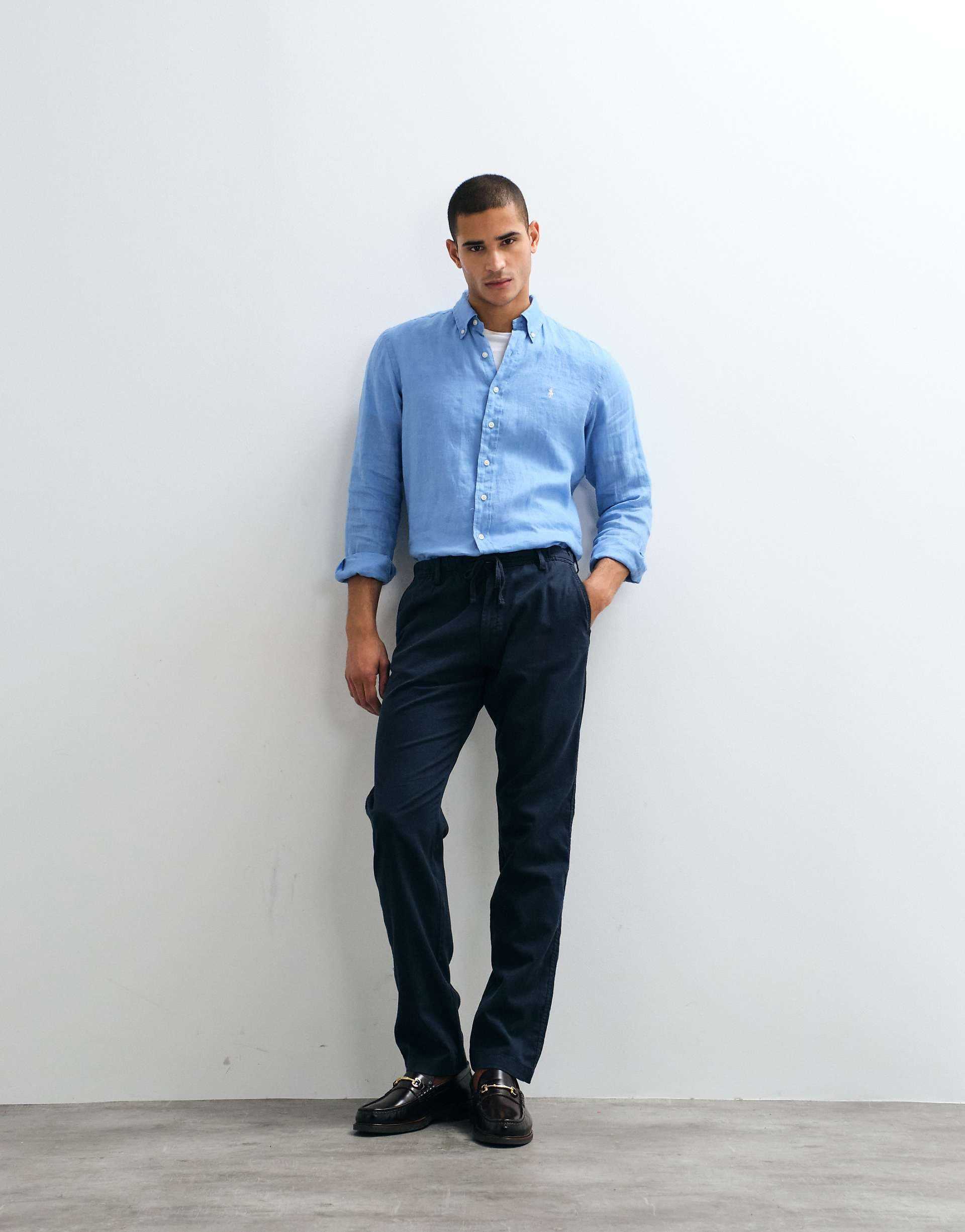 Jack & Jones linen mix pants in navy