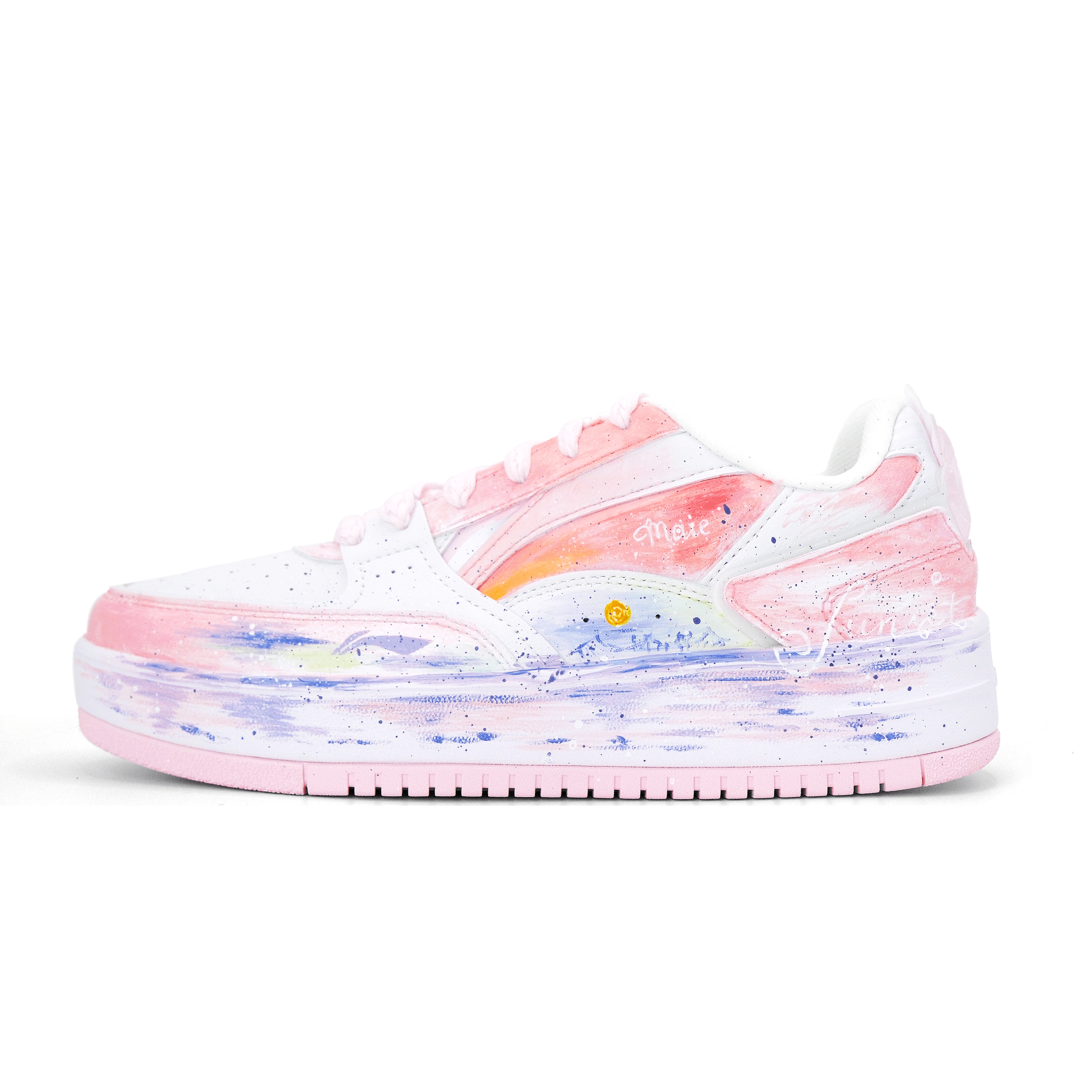 Disney x LiNing 'Wave Pink Chasing Light' Dopamine Anime Low-Top Skate Shoes Women's White Pink