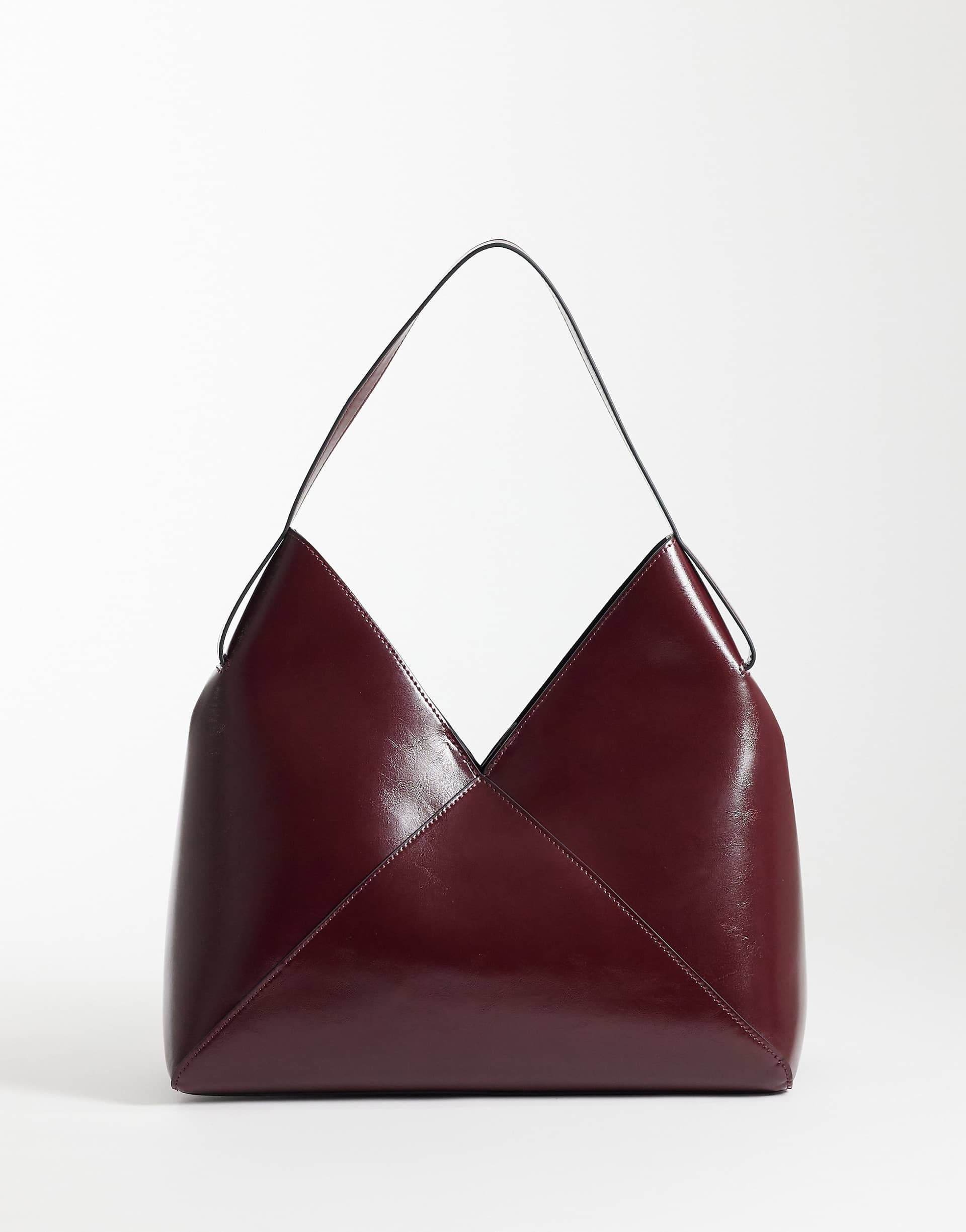 ASOS DESIGN tote bag with panel detail bag in burgundy
