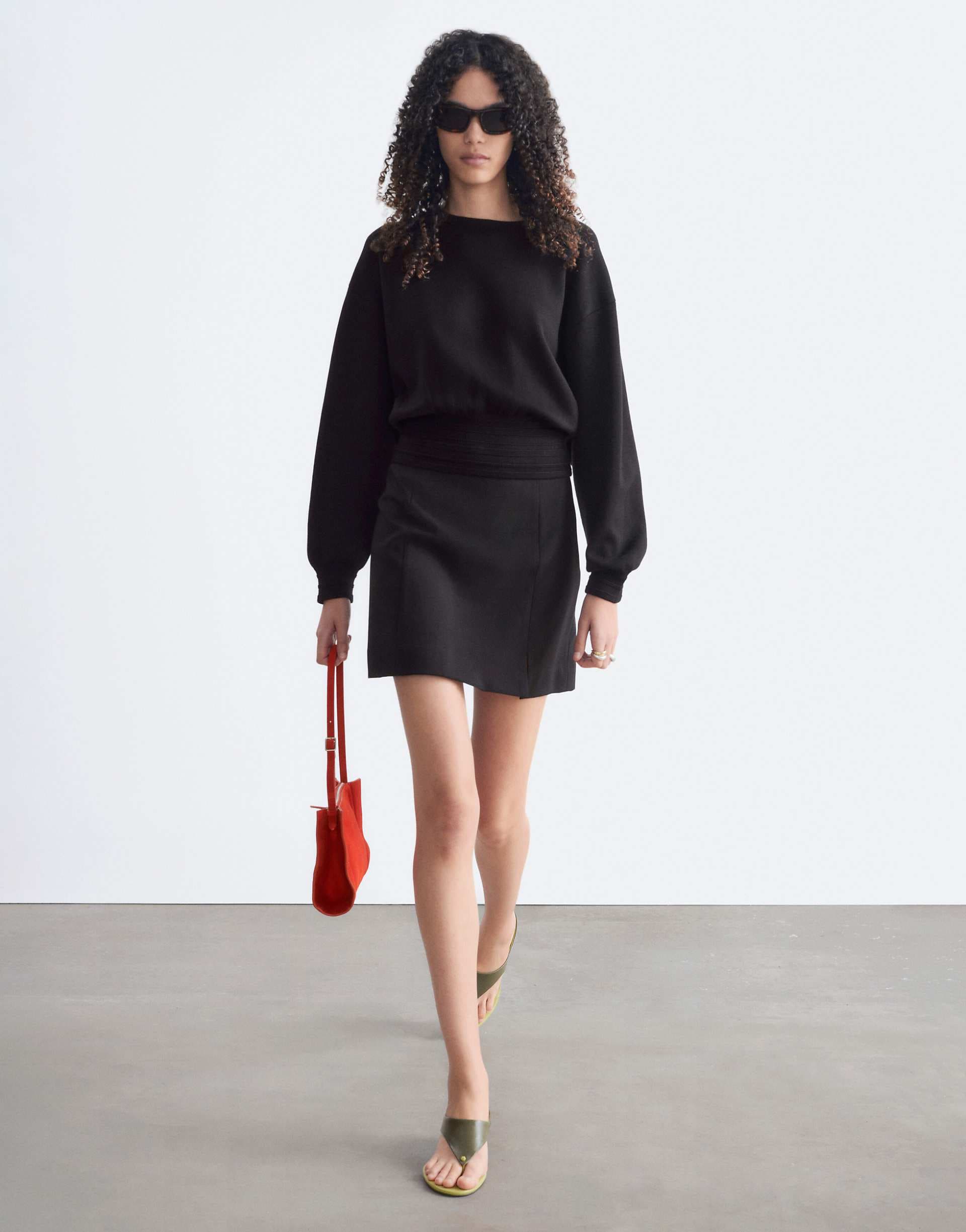 & Other Stories sweater with volume sleeves and deep cuffs in chocolate brown