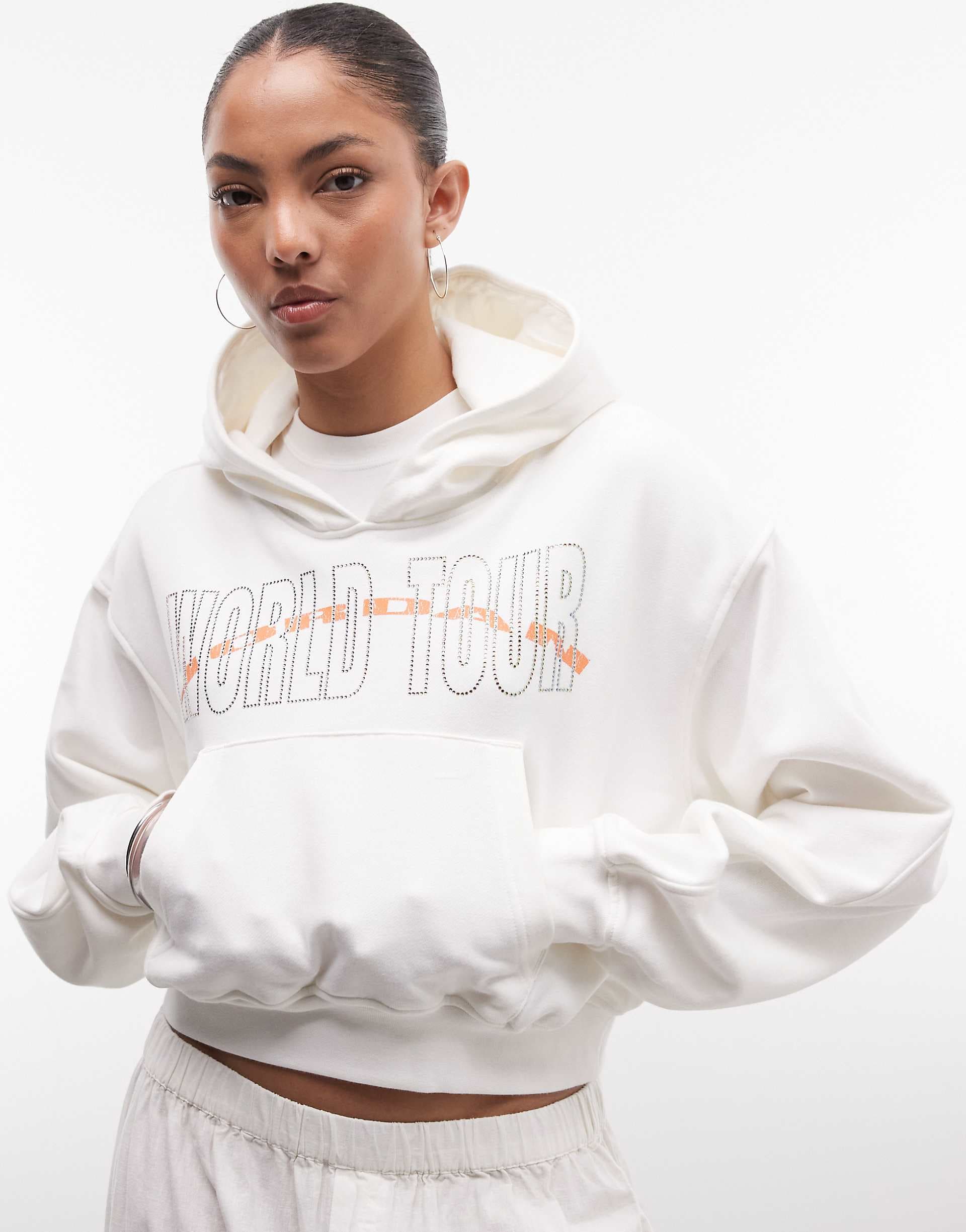 Jordan Flight Club cropped hoodie in beige