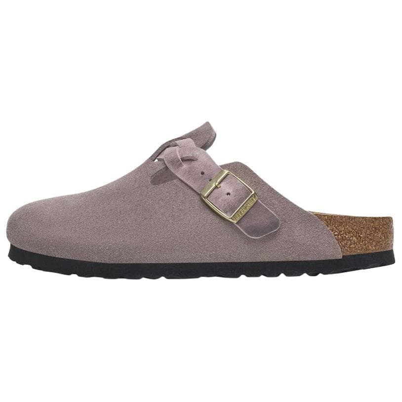 Birkenstock Boston Braided Slip-On Round Toe EVA Anti-Wear Toe-Cover Sandals Women's Purple Regular (Wide)