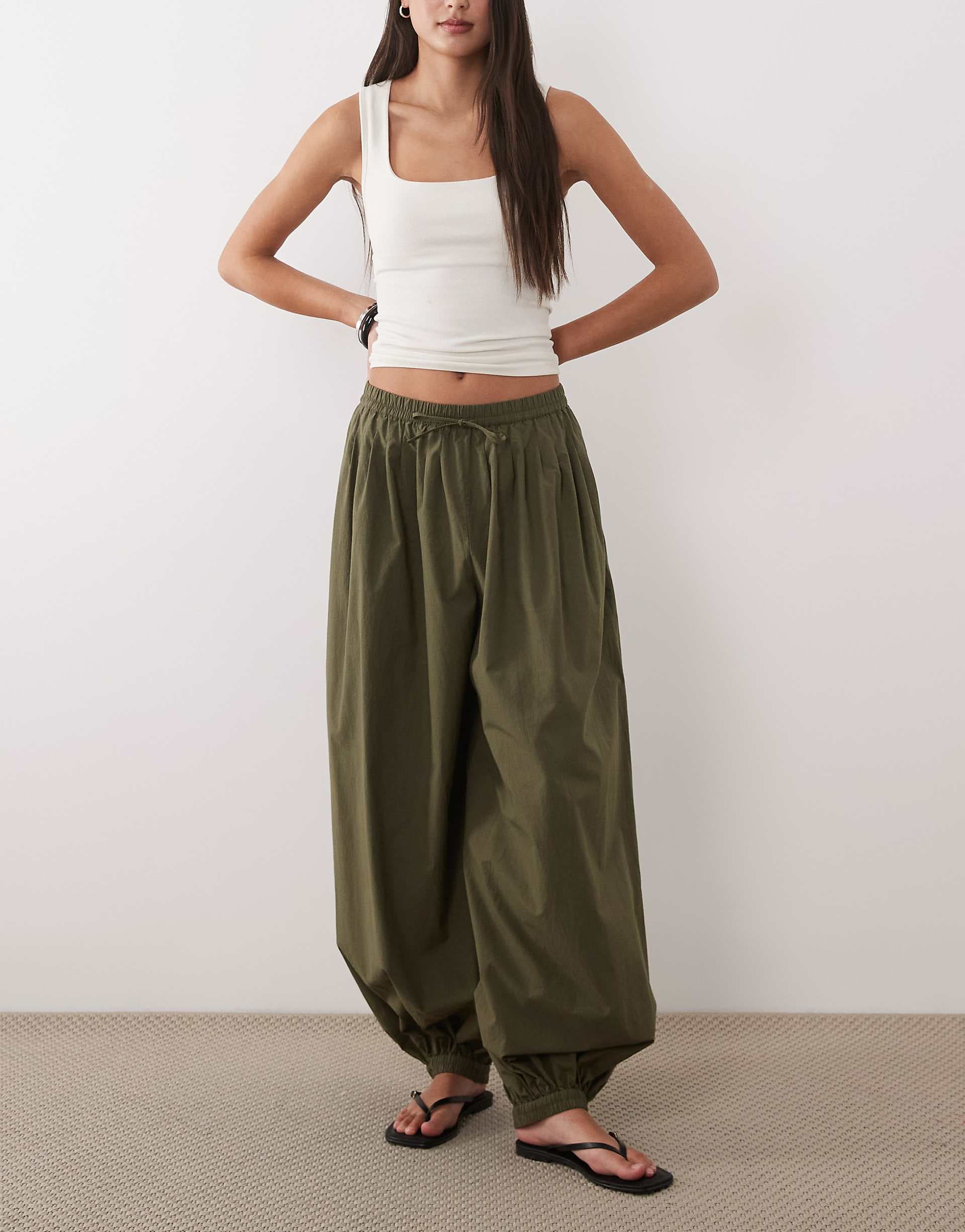 ARKET pure cotton balloon pants in khaki