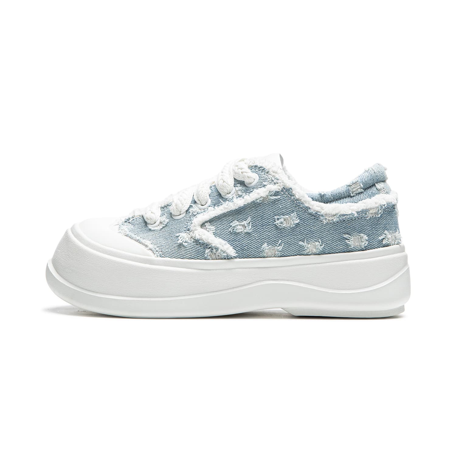 LiNing Honey Platform Anti-Slip Wear-Resistant Low-Top Casual Shoes Women's Floral Blue