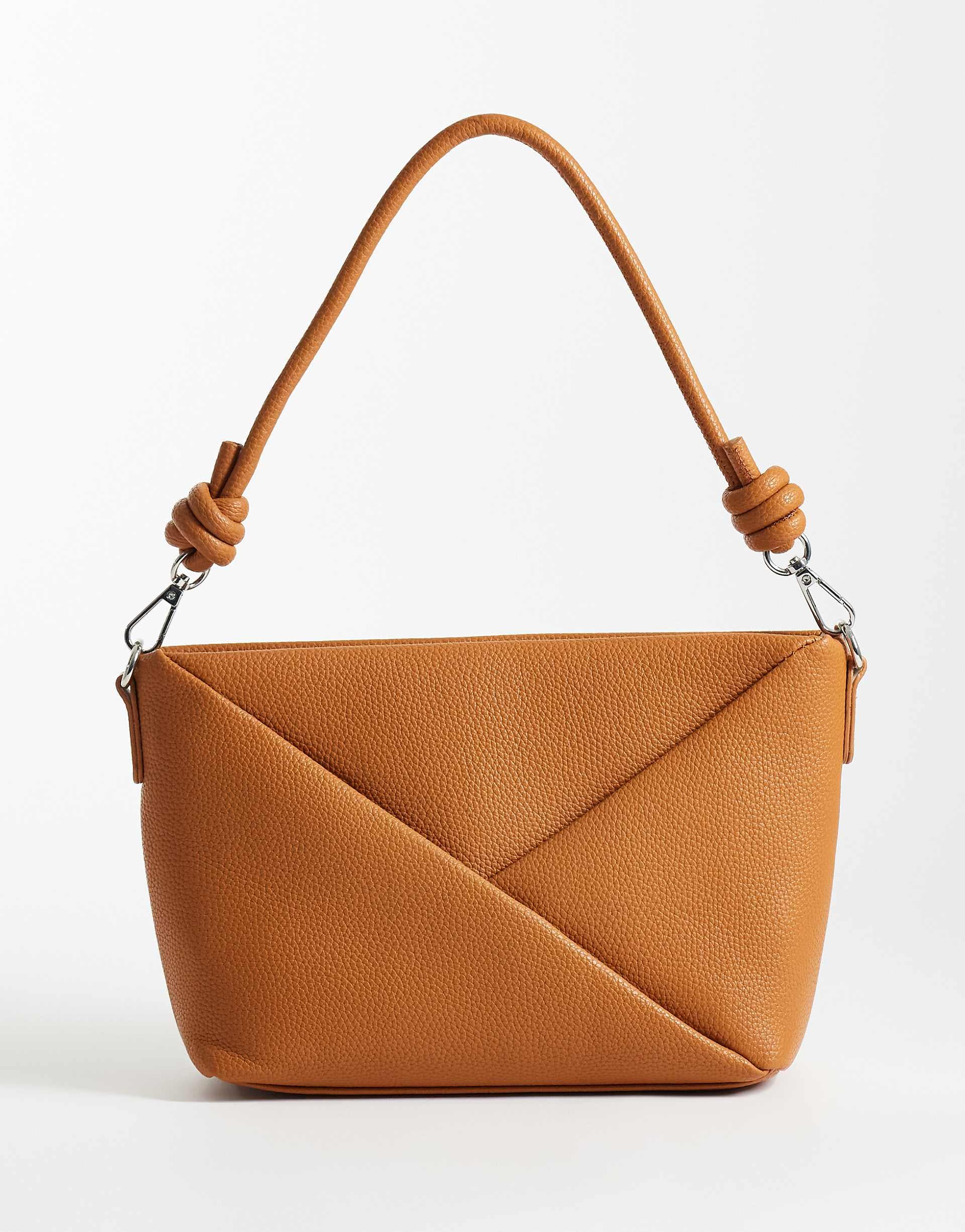 Glamorous folded detail shoulder bag in tan
