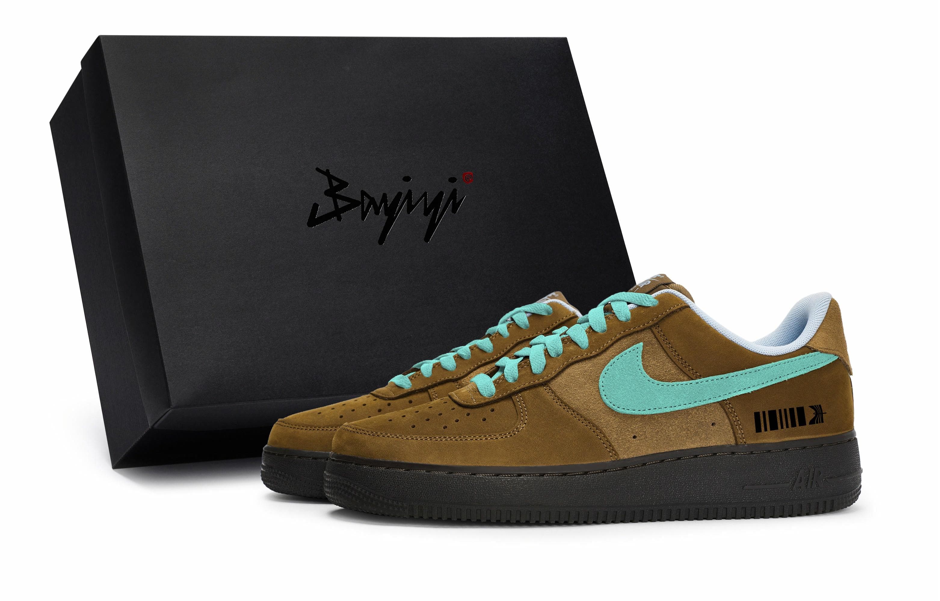 Nike Air Force 1 Anti-Slip Wear-Resistant Low-Top Skateboard Shoes Unisex Brown Tiffany