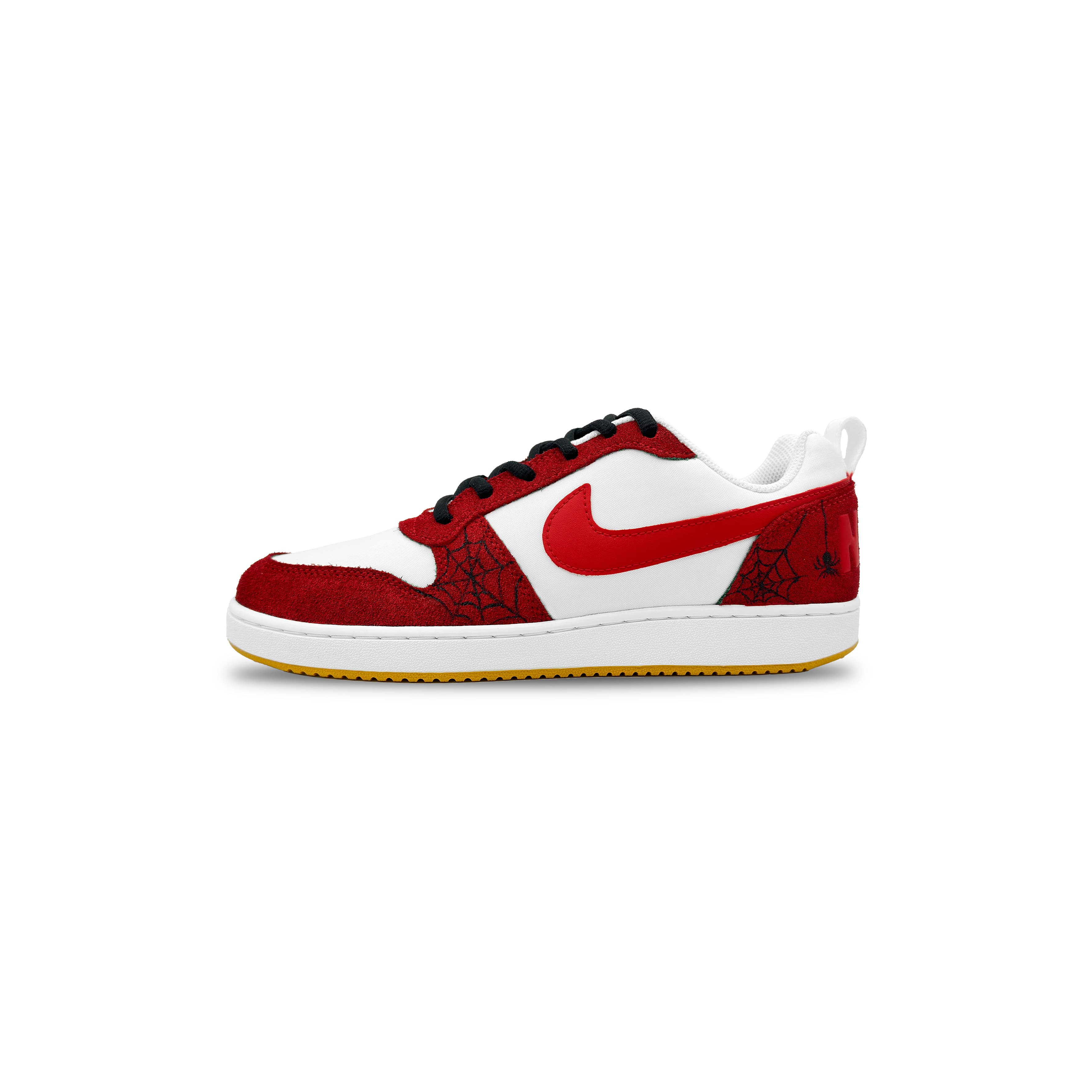 Custom Sneakers Nike Court Borough YIMING Made Crimson Spider Trail Fashion Trendy Classic Versatile Warm Cushioned Low-Top Skate Shoes Unisex Red White