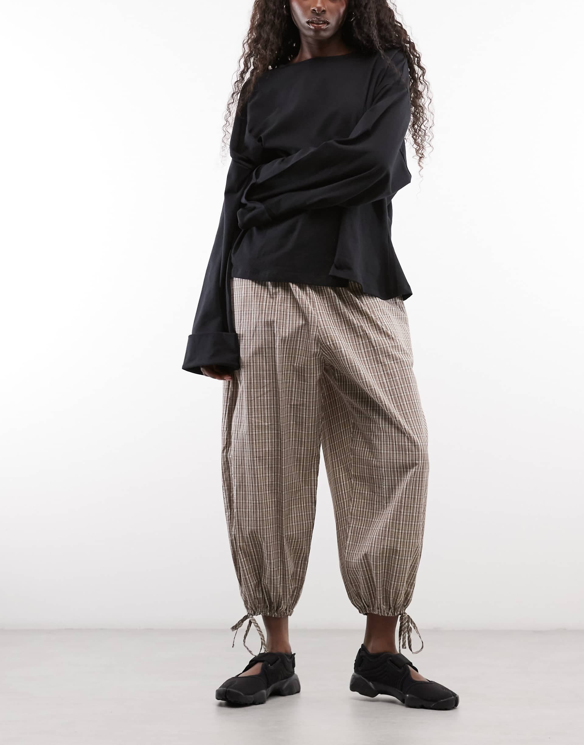 Reclaimed Vintage cropped balloon pants in plaid
