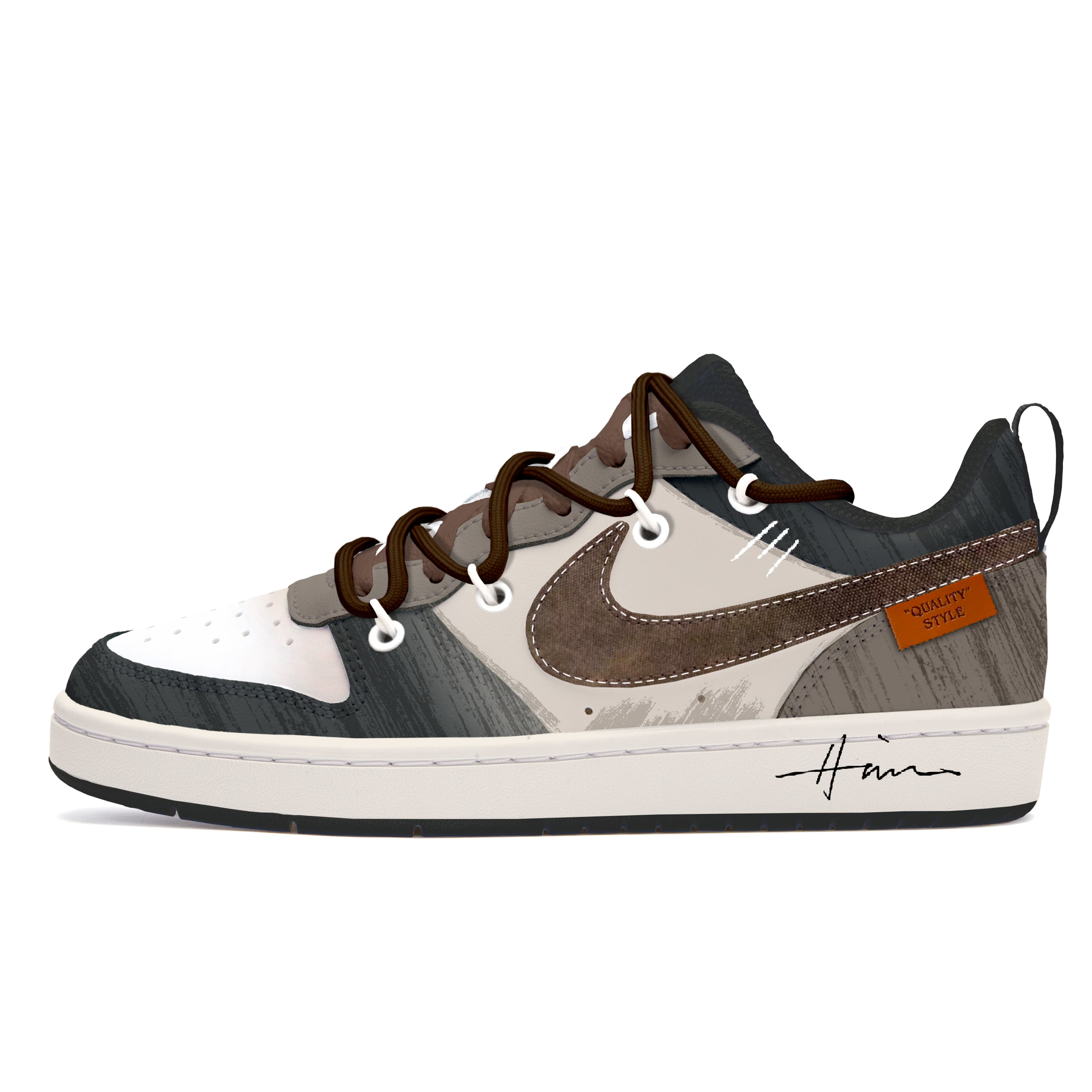 Nike Court Borough Slip-Resistant Cushioning Wear-Resistant Low-Top Skateboard Shoes GS Black Brown