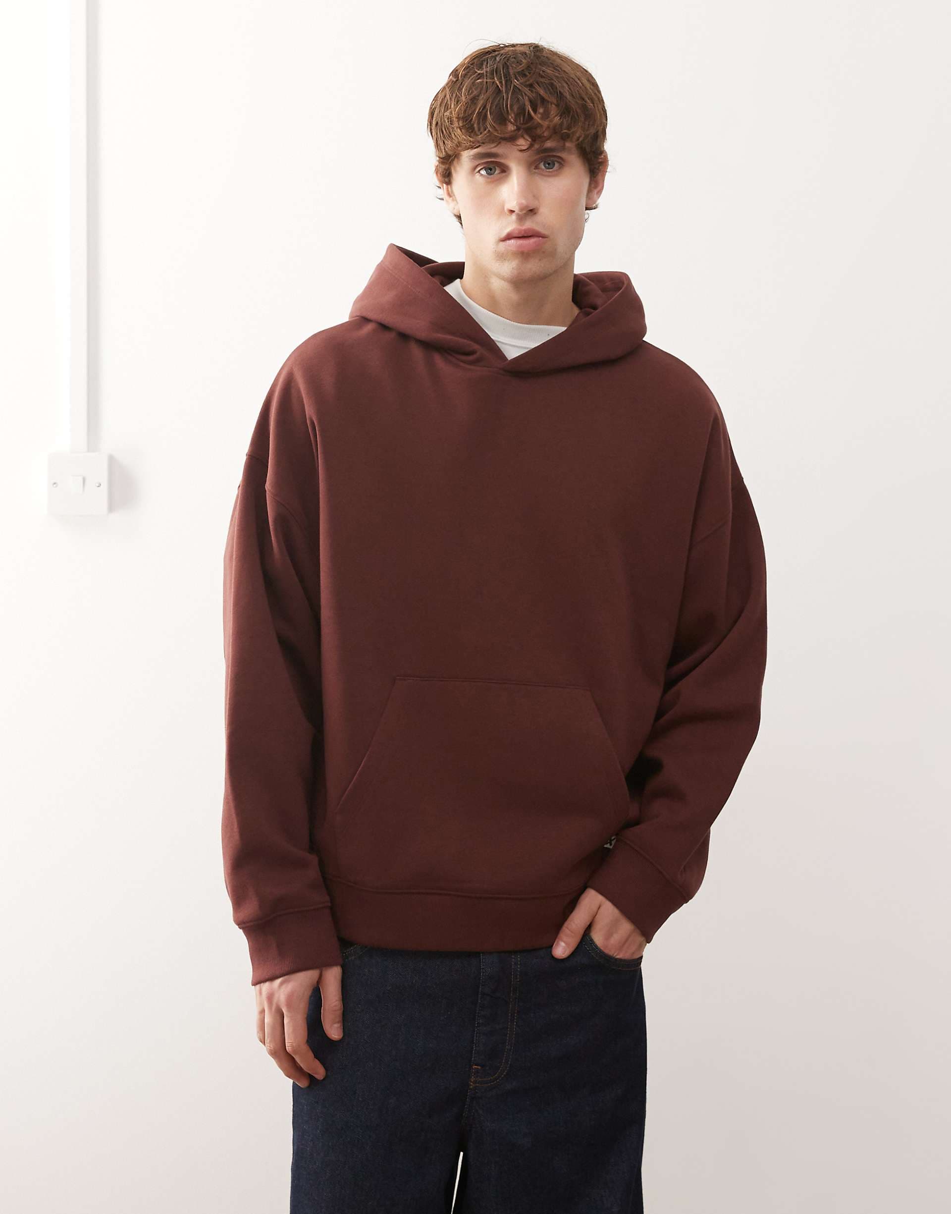 COLLUSION boxy hoodie in brown