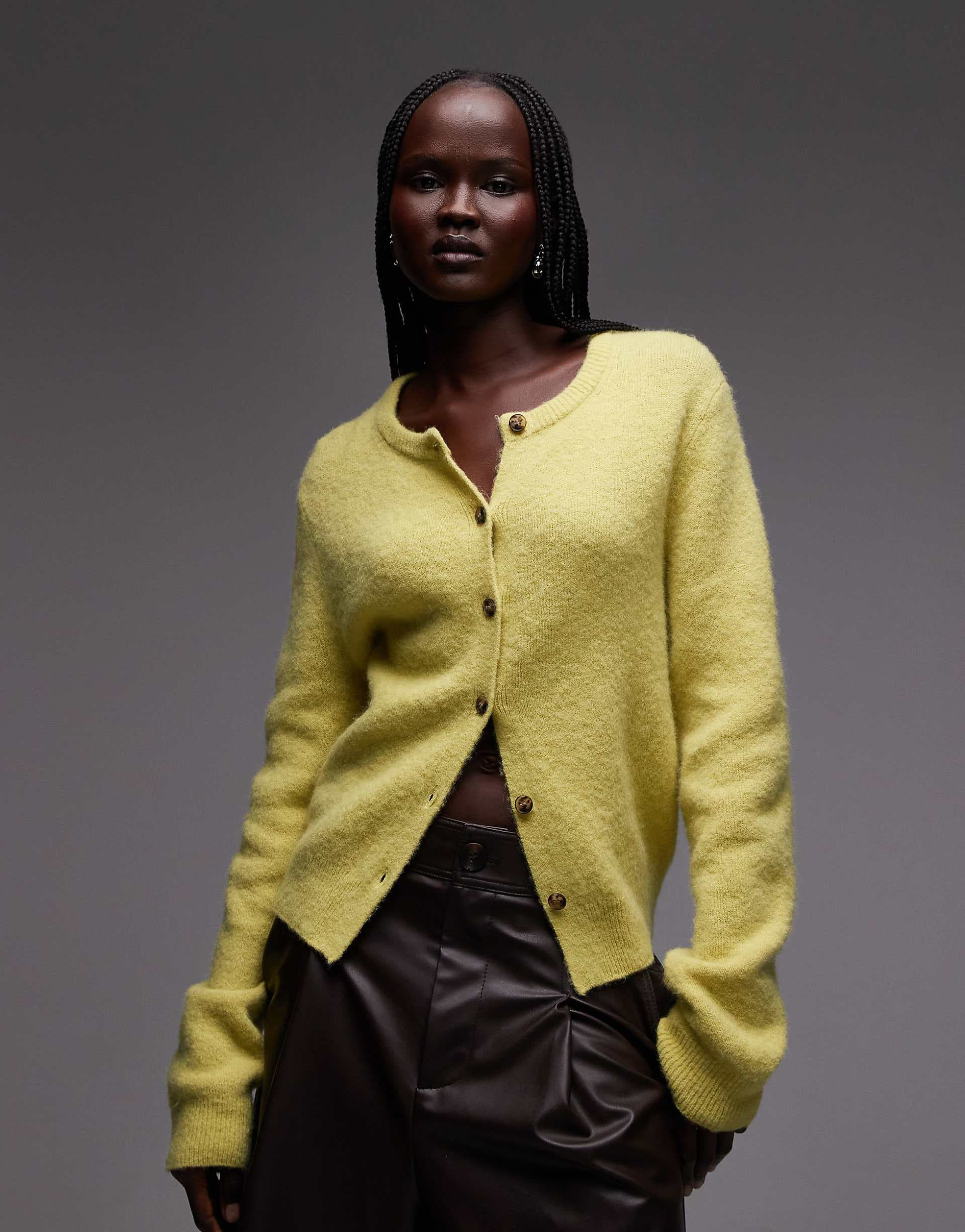 & Other Stories alpaca blend cardigan in lime green