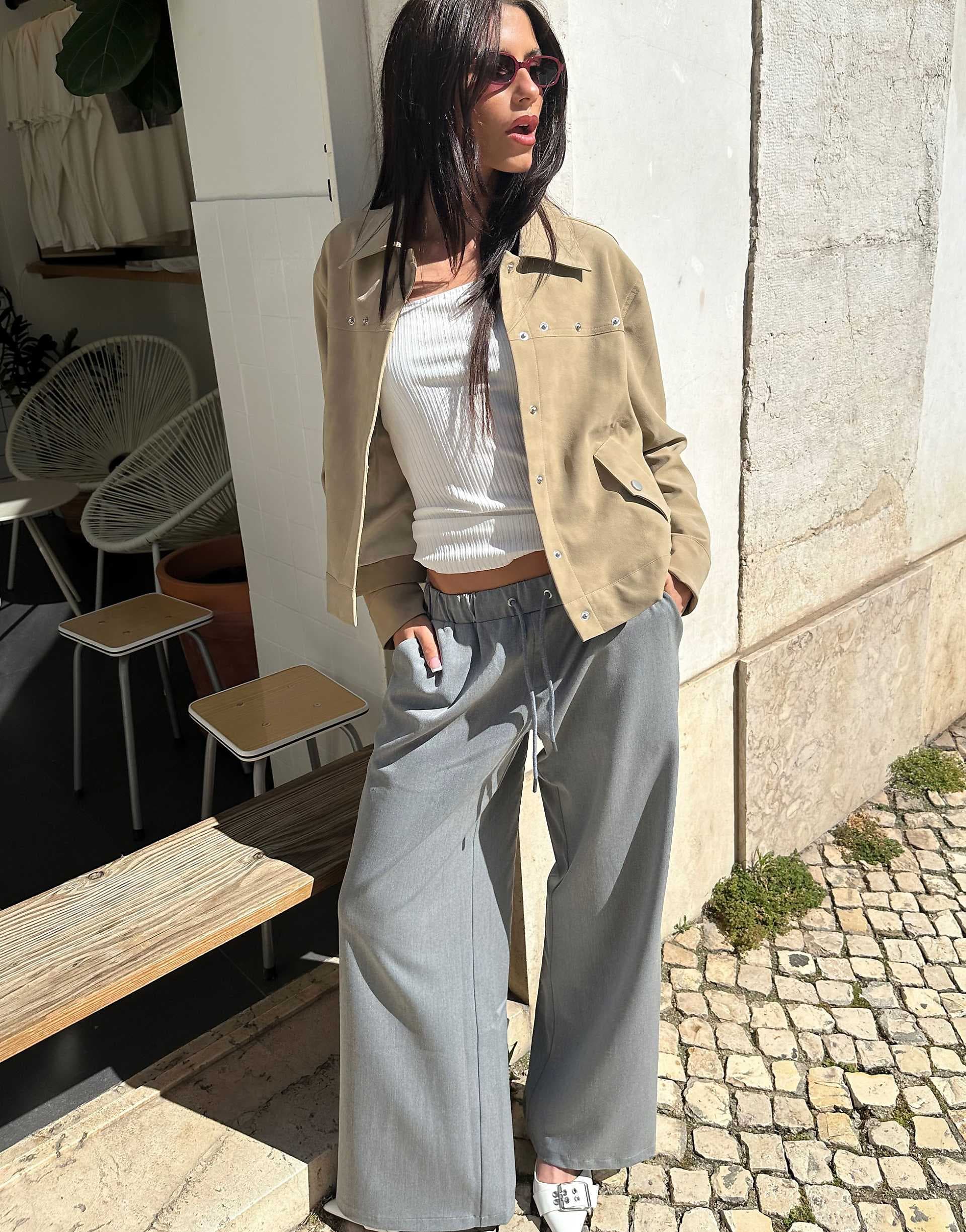 Labelrail x Barbara Ines faux suede relaxed jacket in taupe